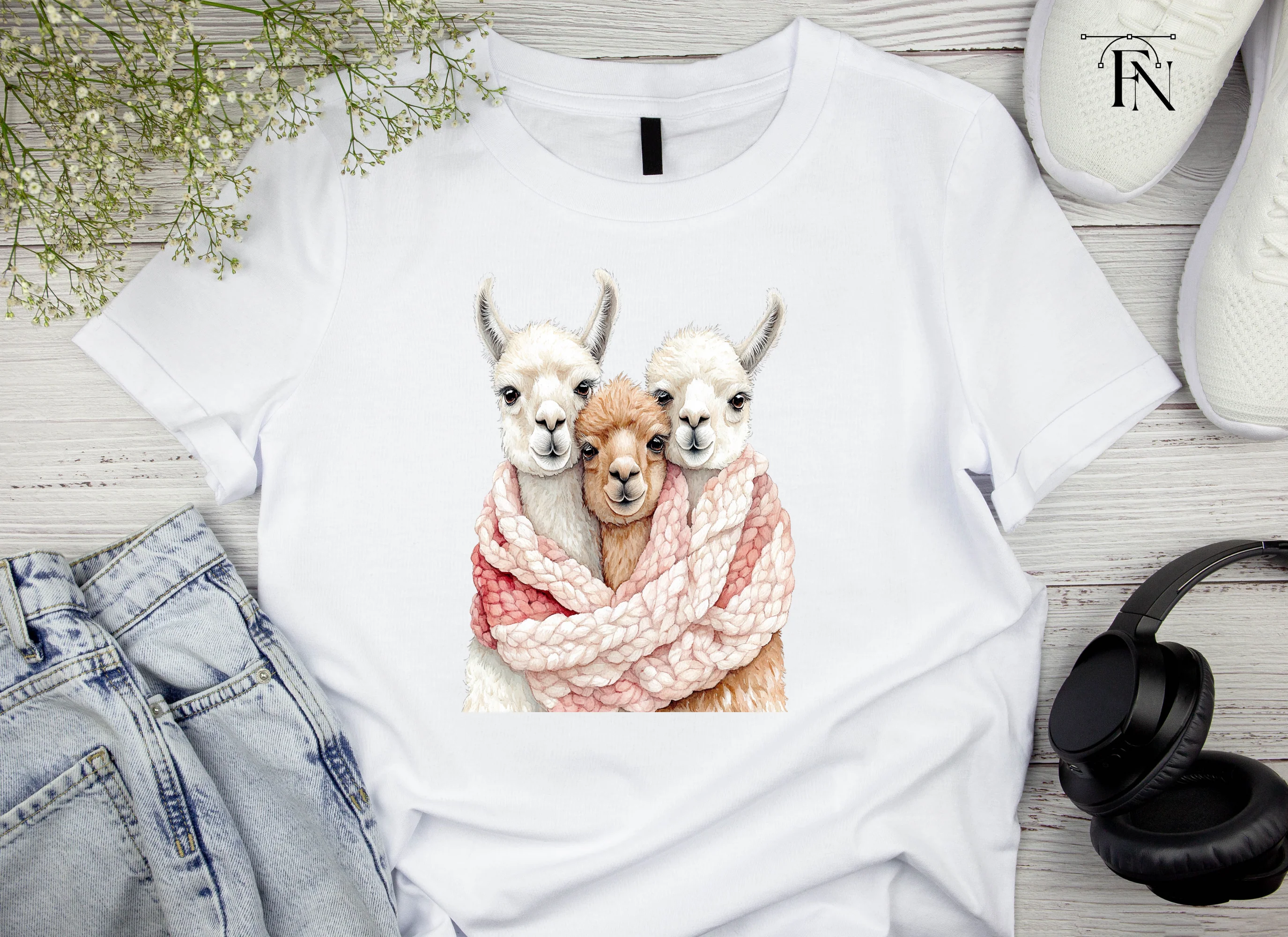Cute Llama Family Wrapped in Scarf Clipart Bundle - Image 4