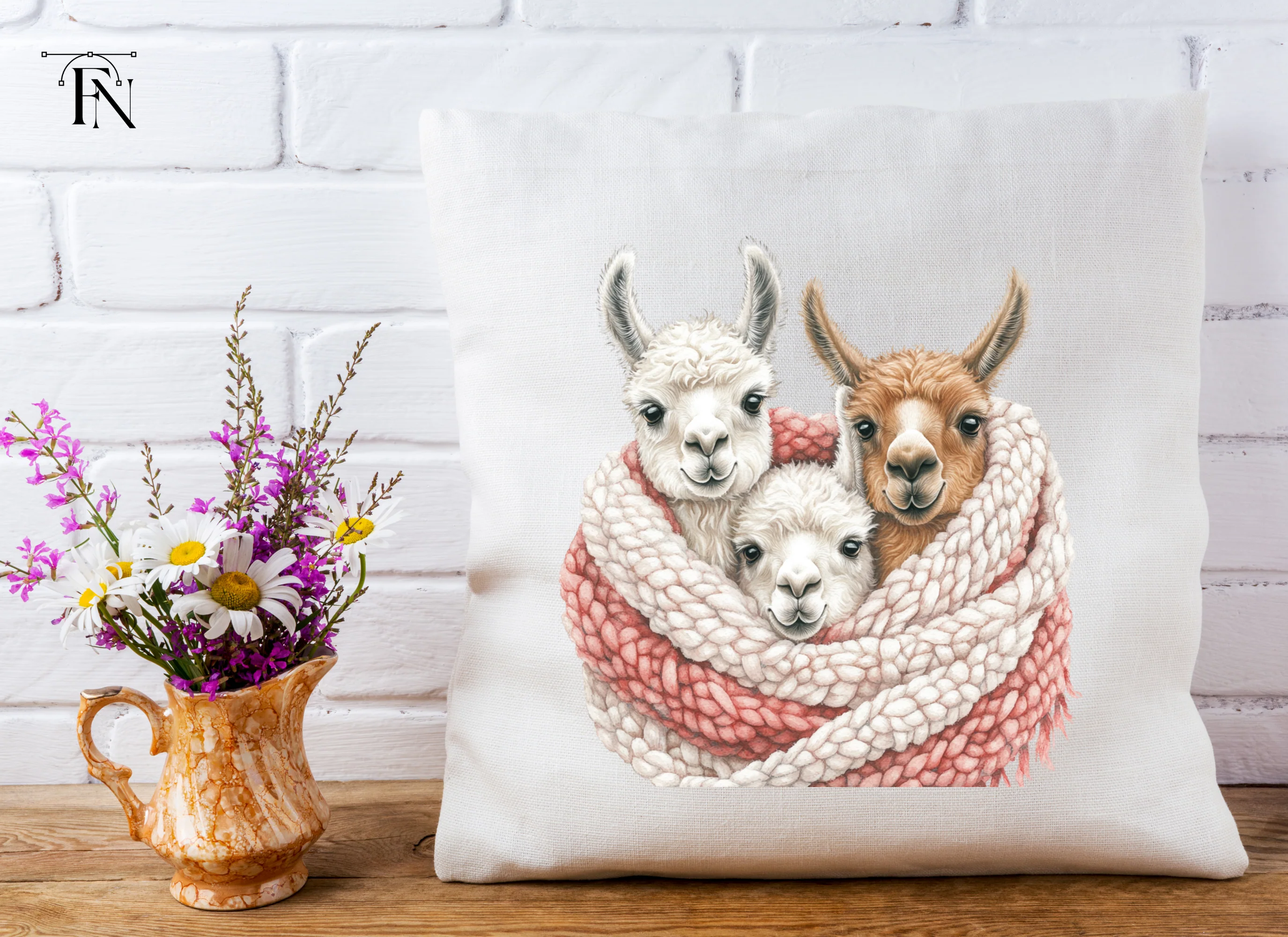 Cute Llama Family Wrapped in Scarf Clipart Bundle - Image 5