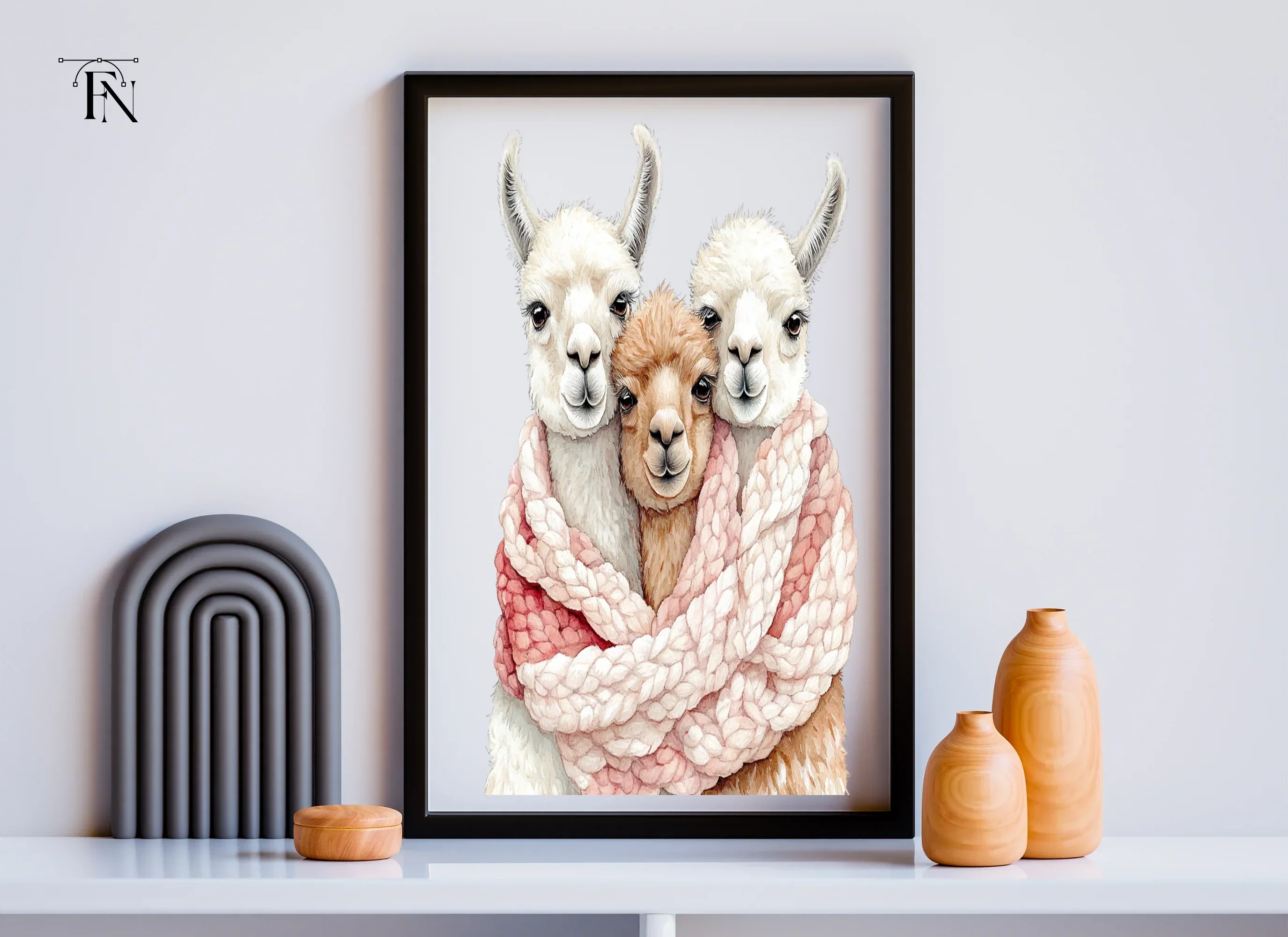 Cute Llama Family Wrapped in Scarf Clipart Bundle - Image 6