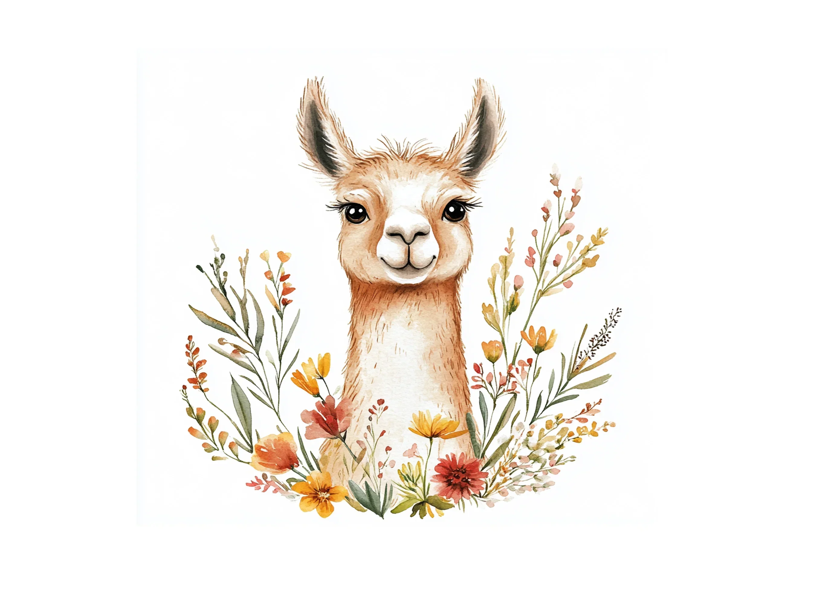 Cute Llama with Floral Accents Clipart Bundle - Image 3