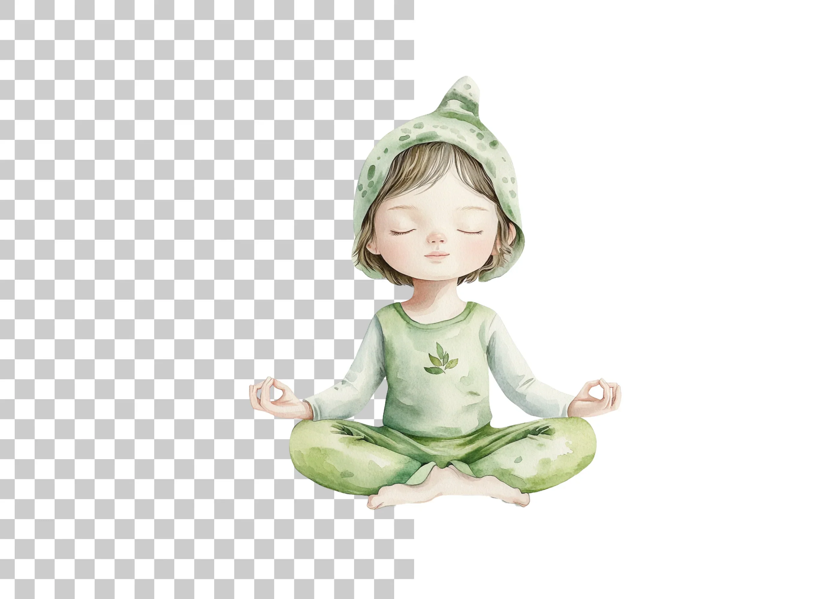 Cute Meditating Child Clipart Bundle - Image 2