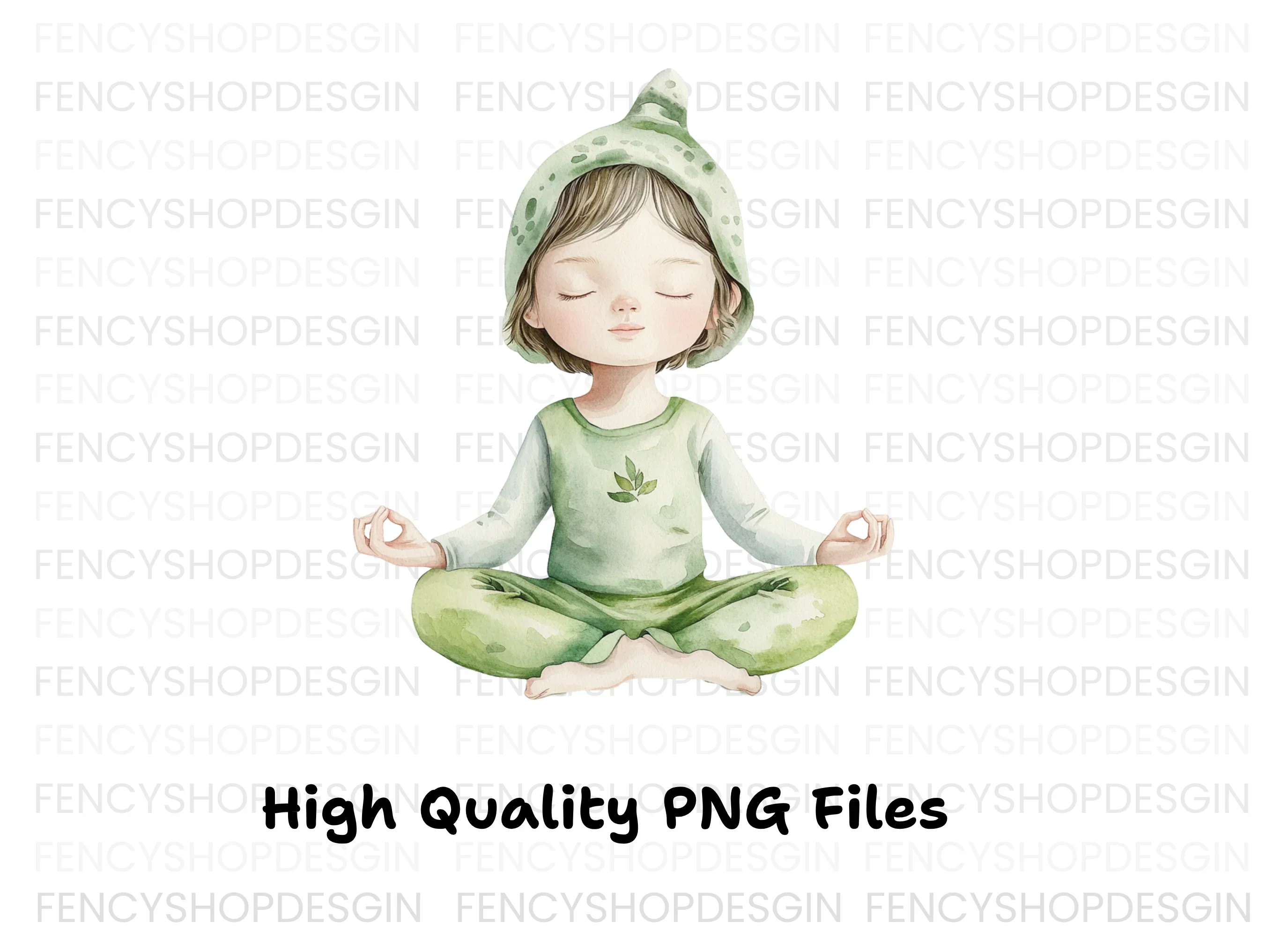 Cute Meditating Child Clipart Bundle - Image 3