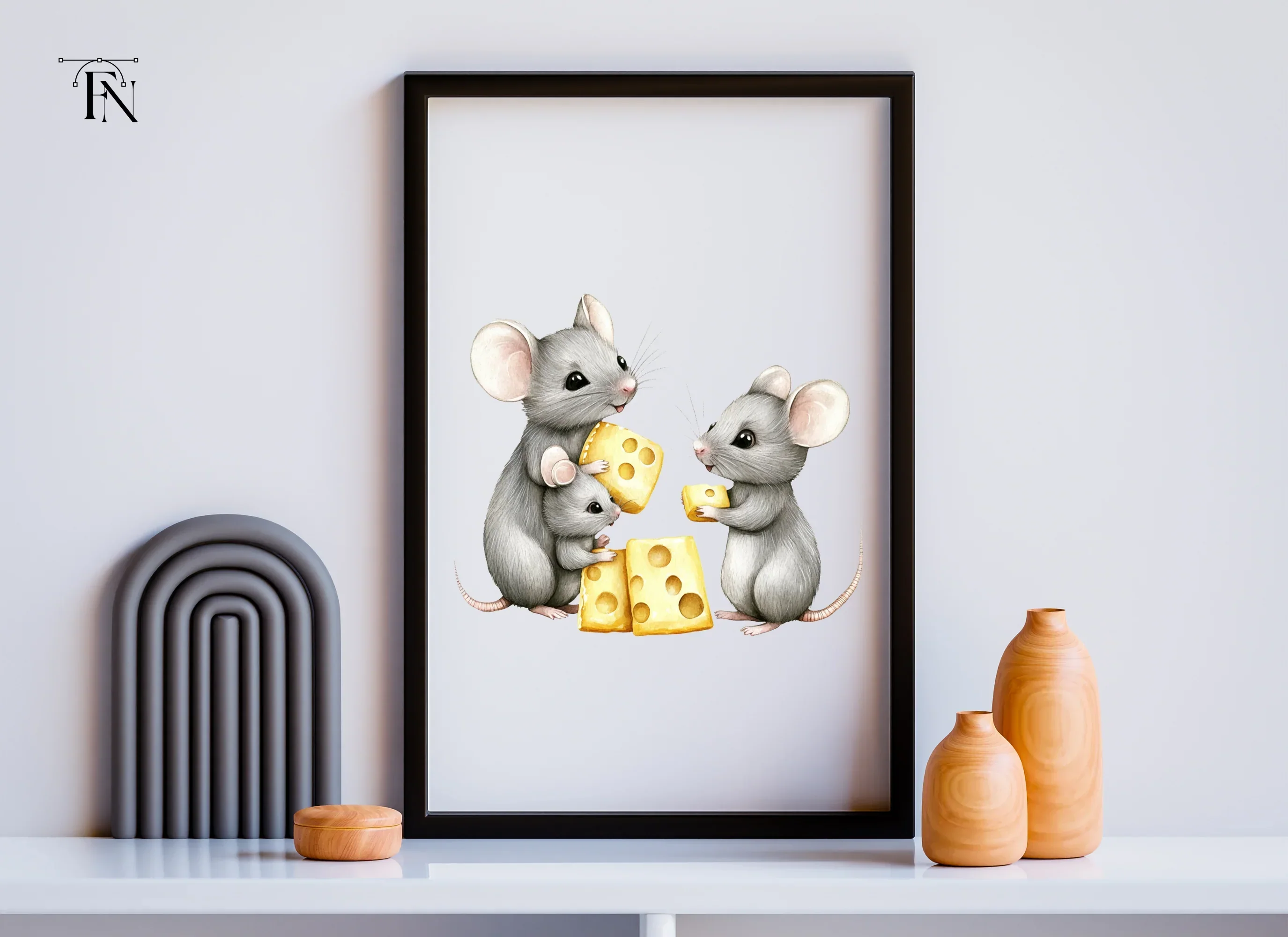 Cute Mice Family with Cheese Clipart Bundle - Image 2