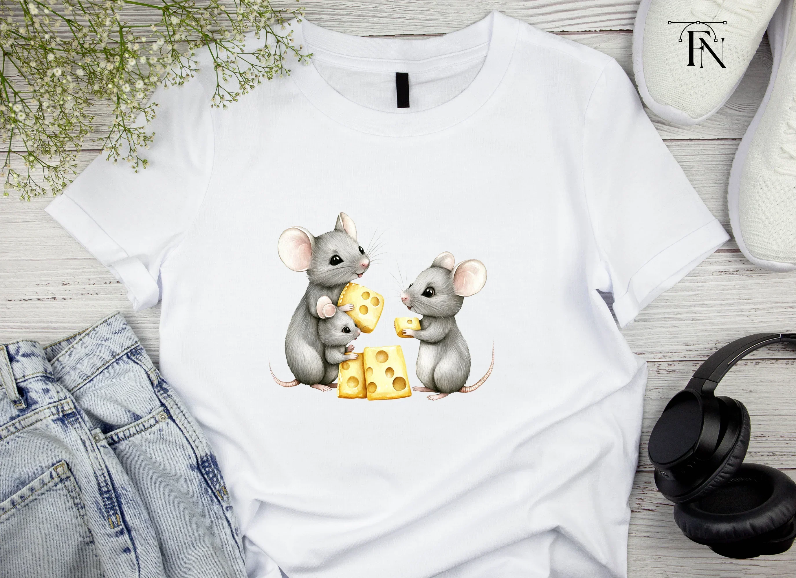 Cute Mice Family with Cheese Clipart Bundle - Image 3