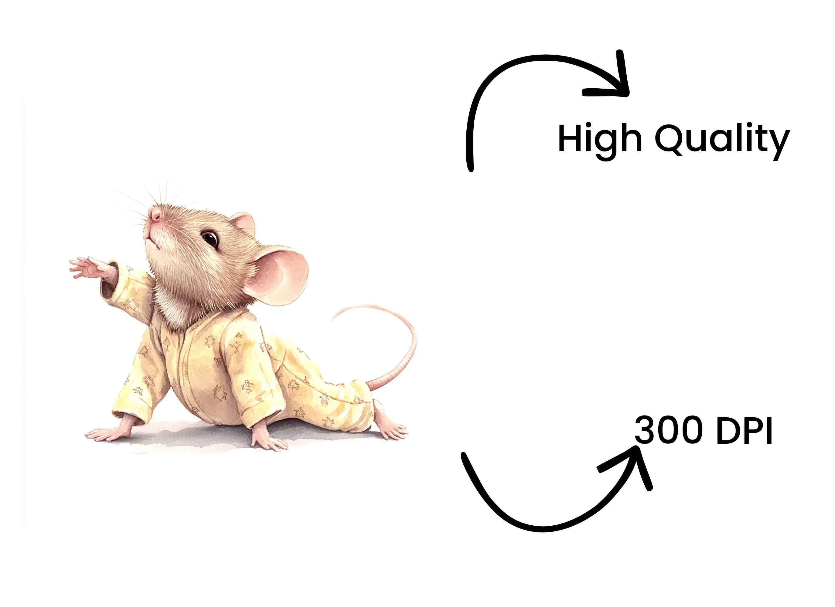 Cute Mice in Yellow Pajamas Clipart Bundle - Image 4