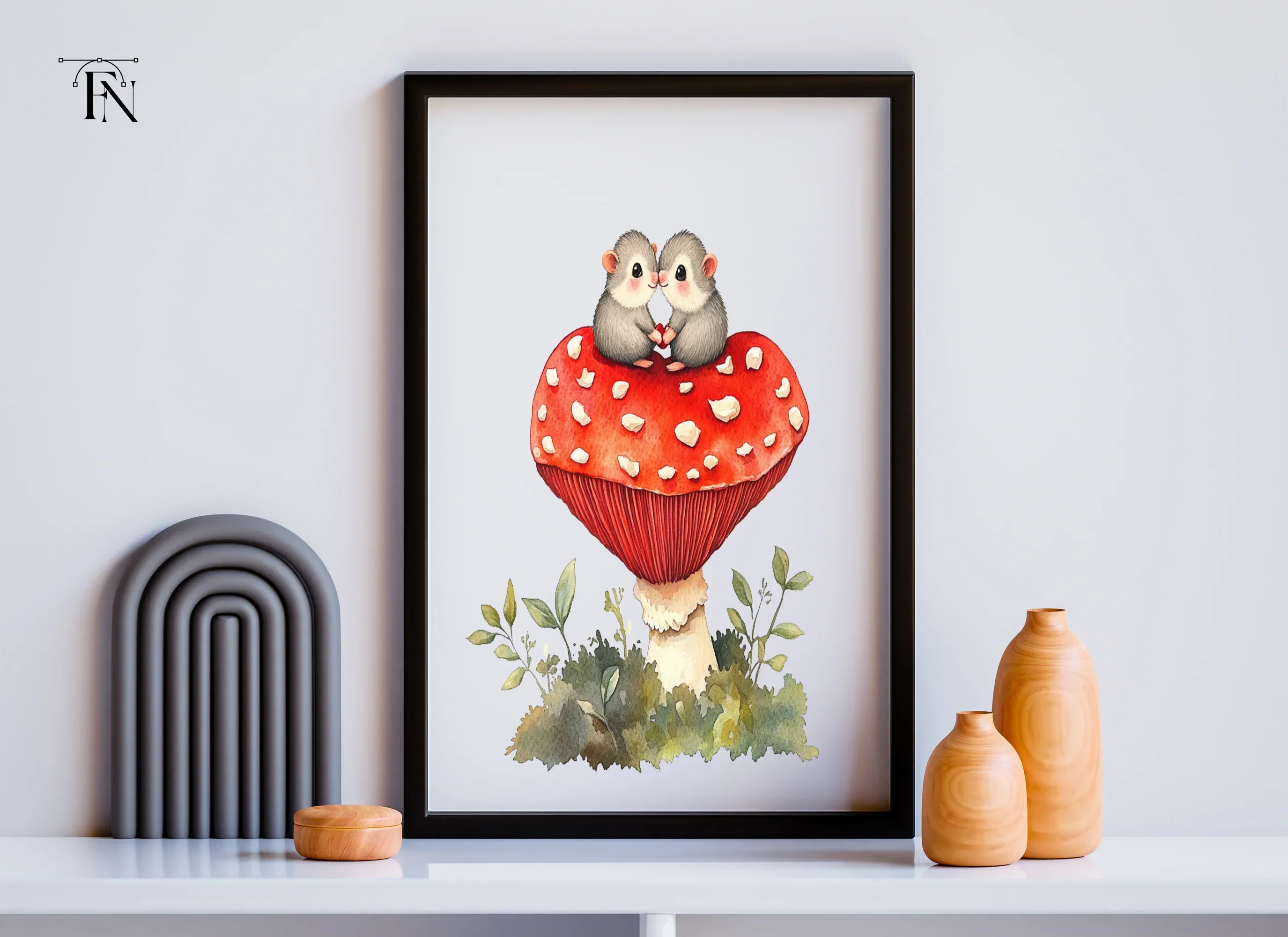 Cute Mice on Mushroom Clipart Bundle - Image 6