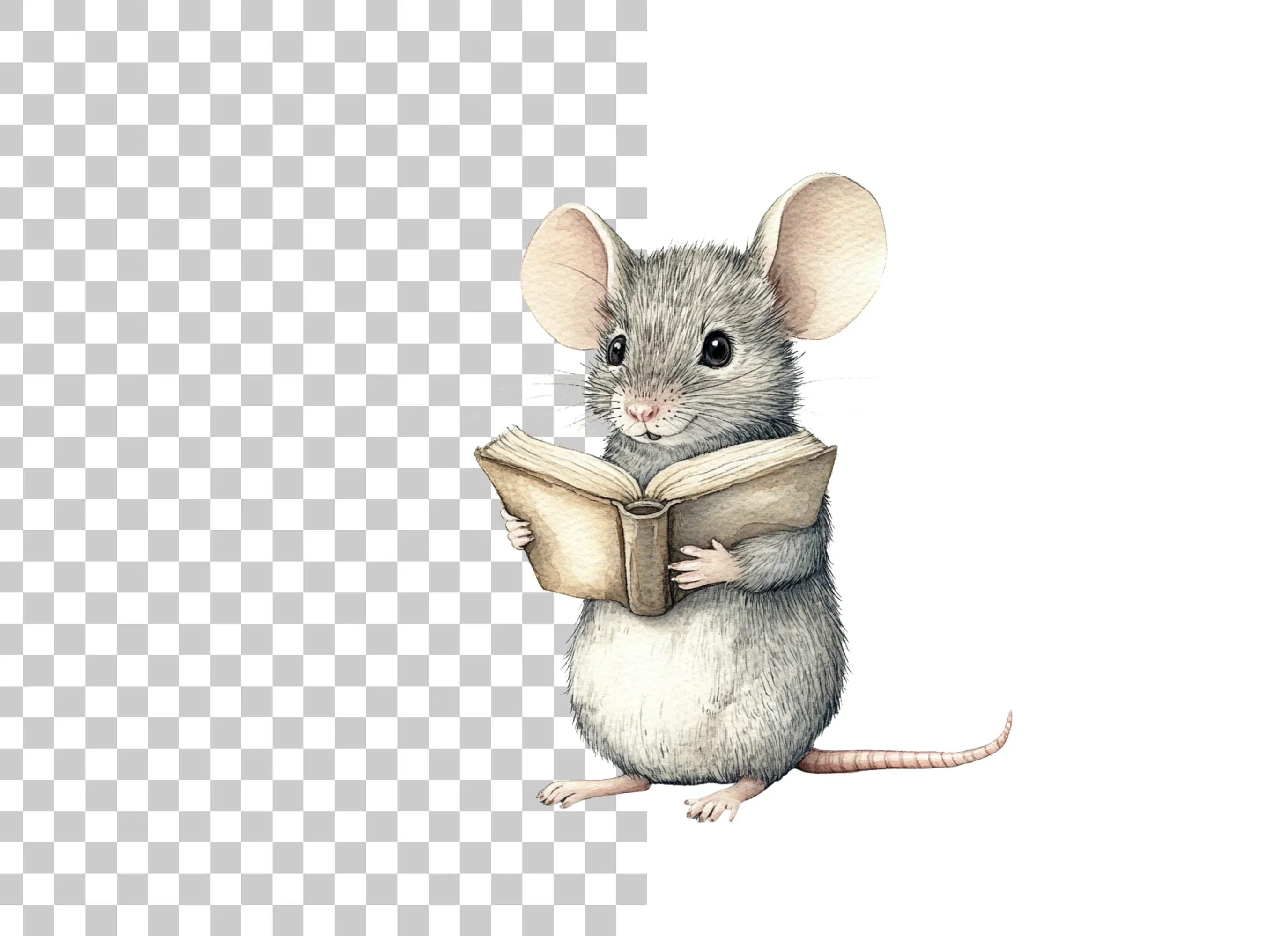 Cute Mice Reading Books Clipart Bundle - Image 2
