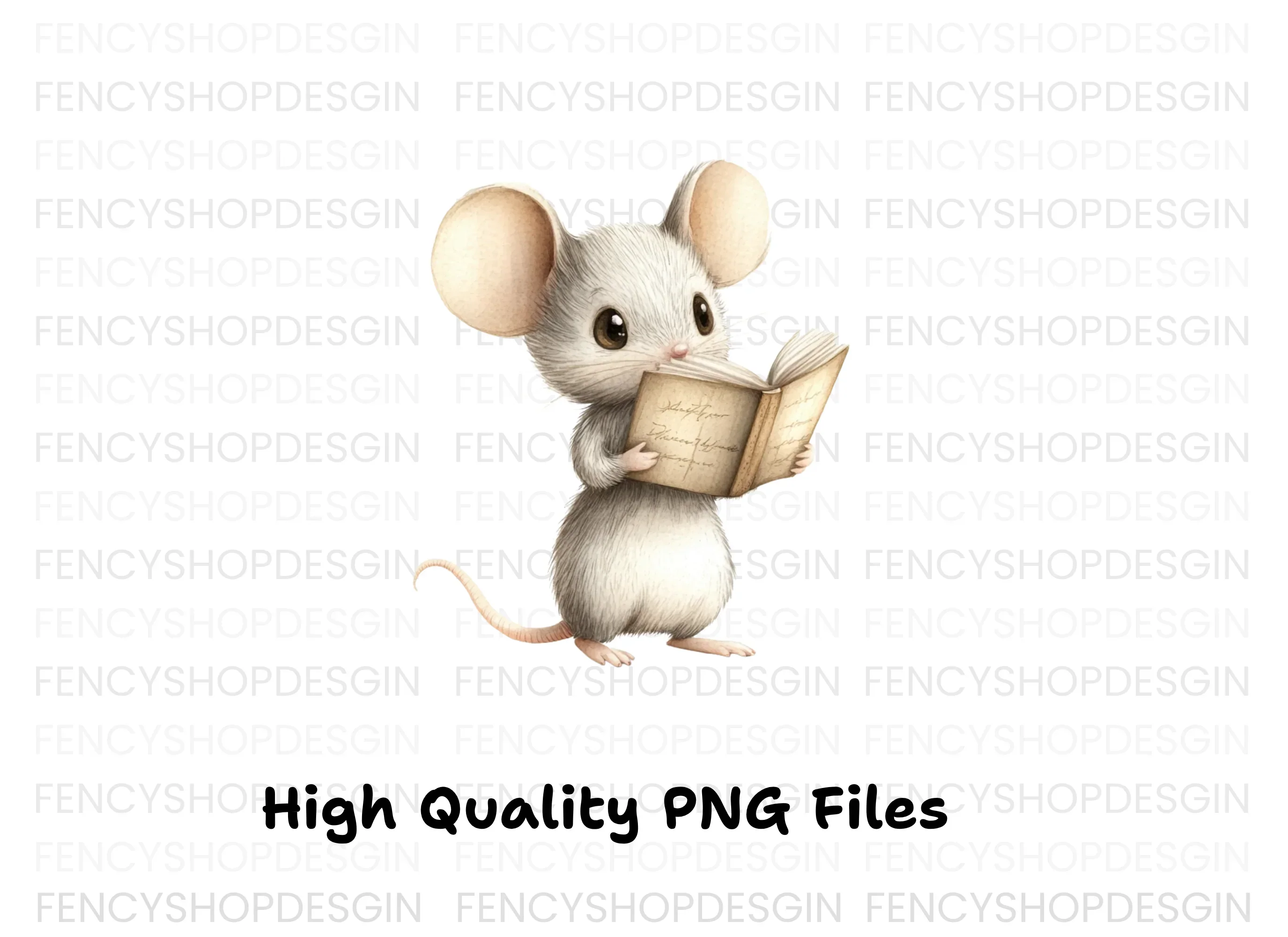 Cute Mice Reading Books Clipart Bundle - Image 3