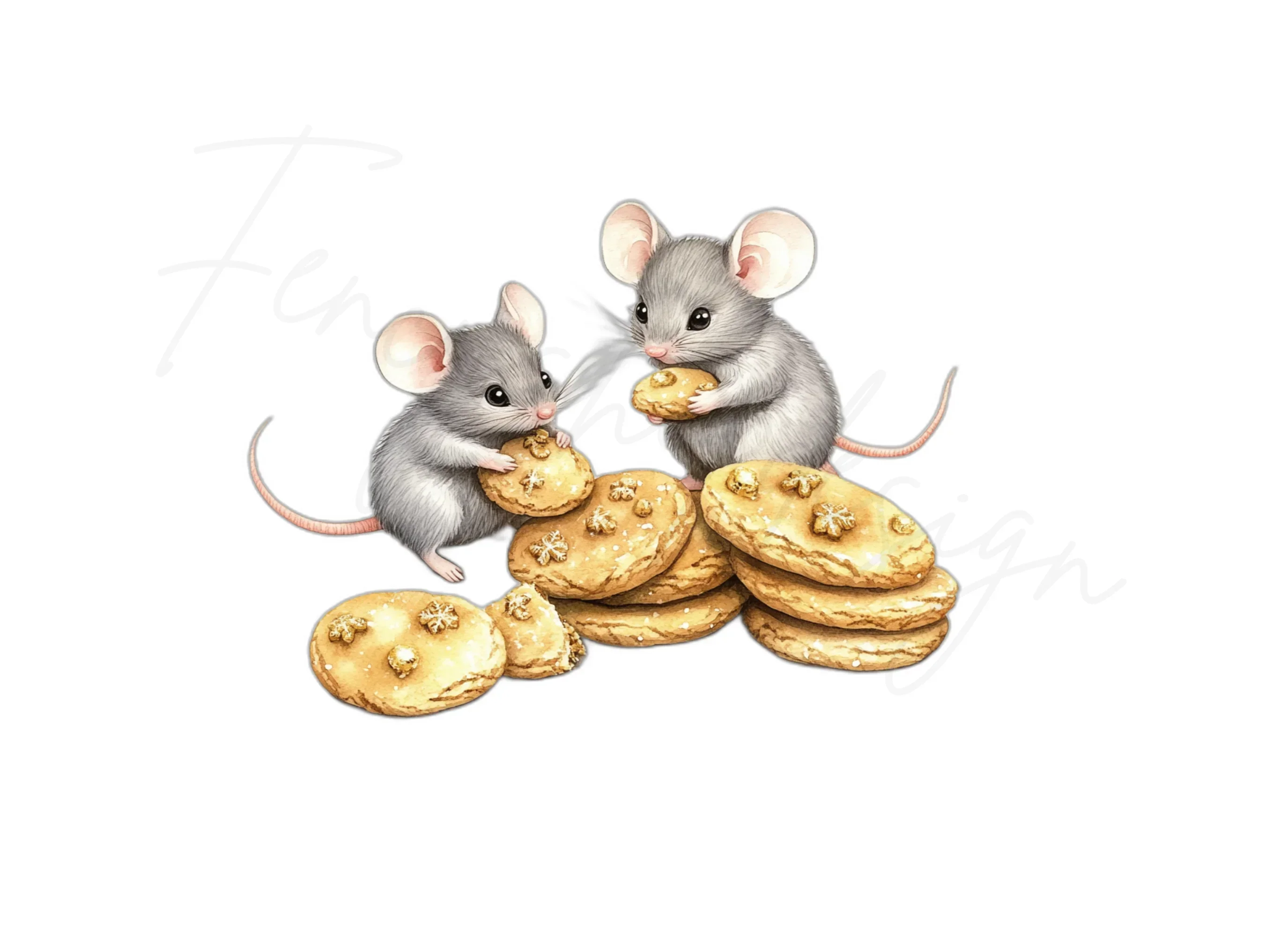 Cute Mice Sharing Cookies Clipart Bundle - Image 2