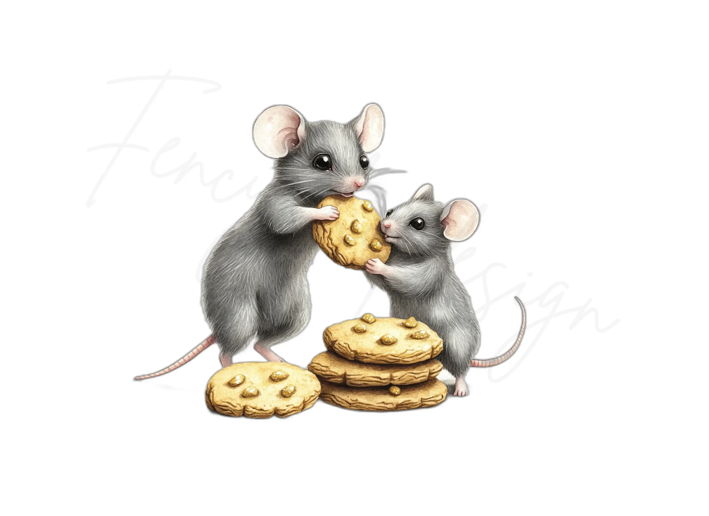Cute Mice Sharing Cookies Clipart Bundle - Image 3
