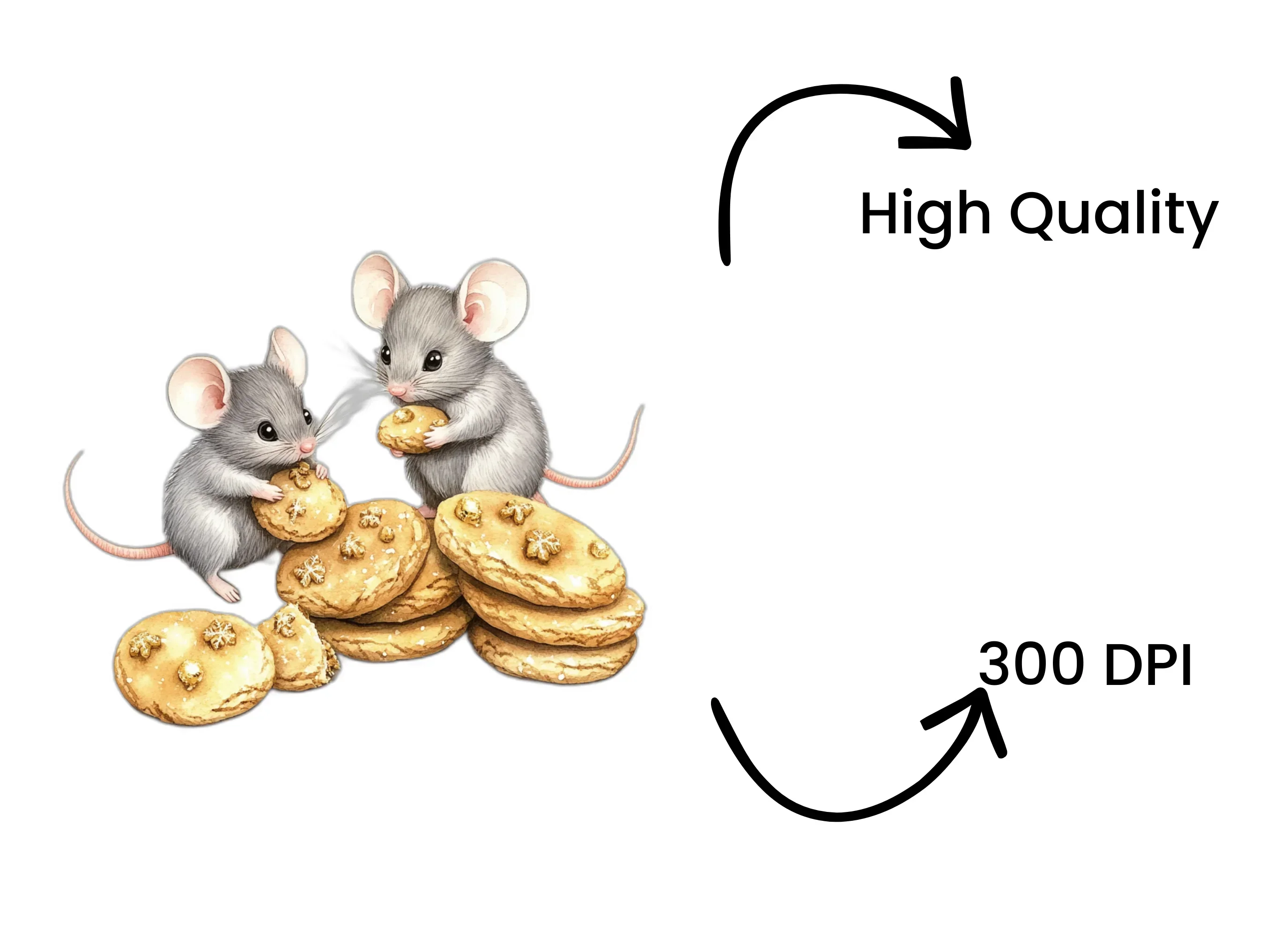 Cute Mice Sharing Cookies Clipart Bundle - Image 4