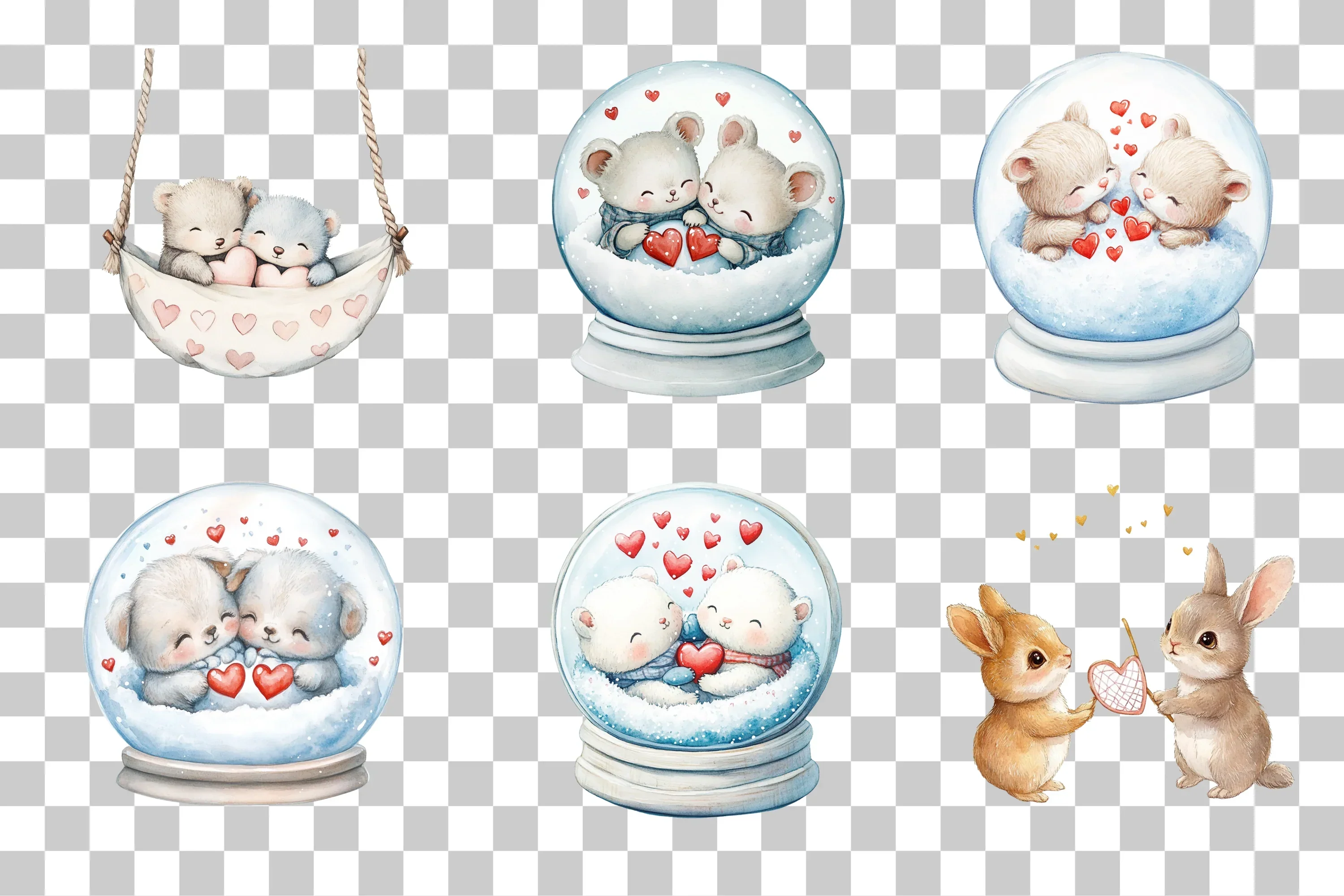 Cute Mice Valentine's Day Clipart Bundle - Image 2