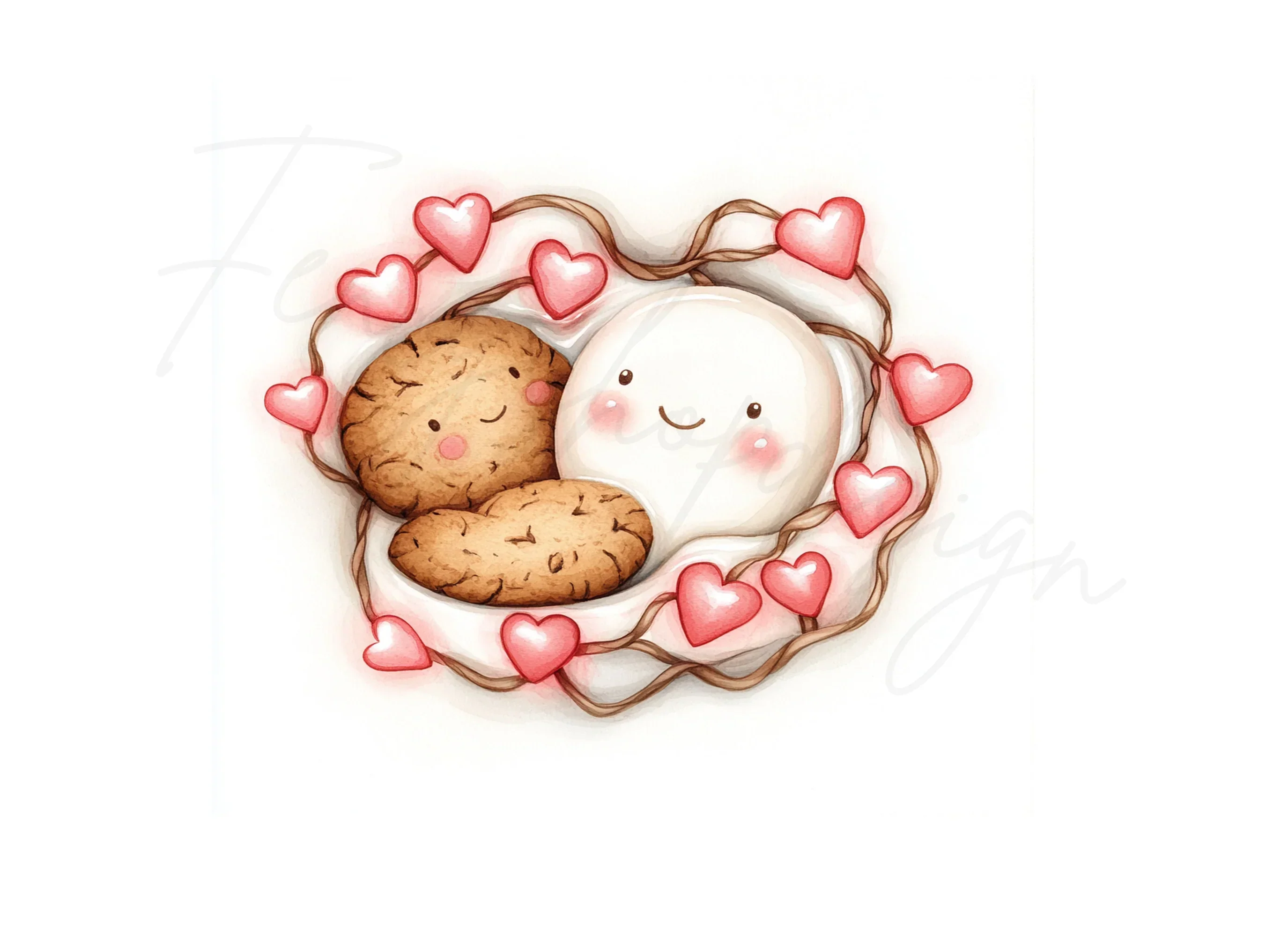 Cute Milk and Cookies Valentine Clipart Bundle - Image 2