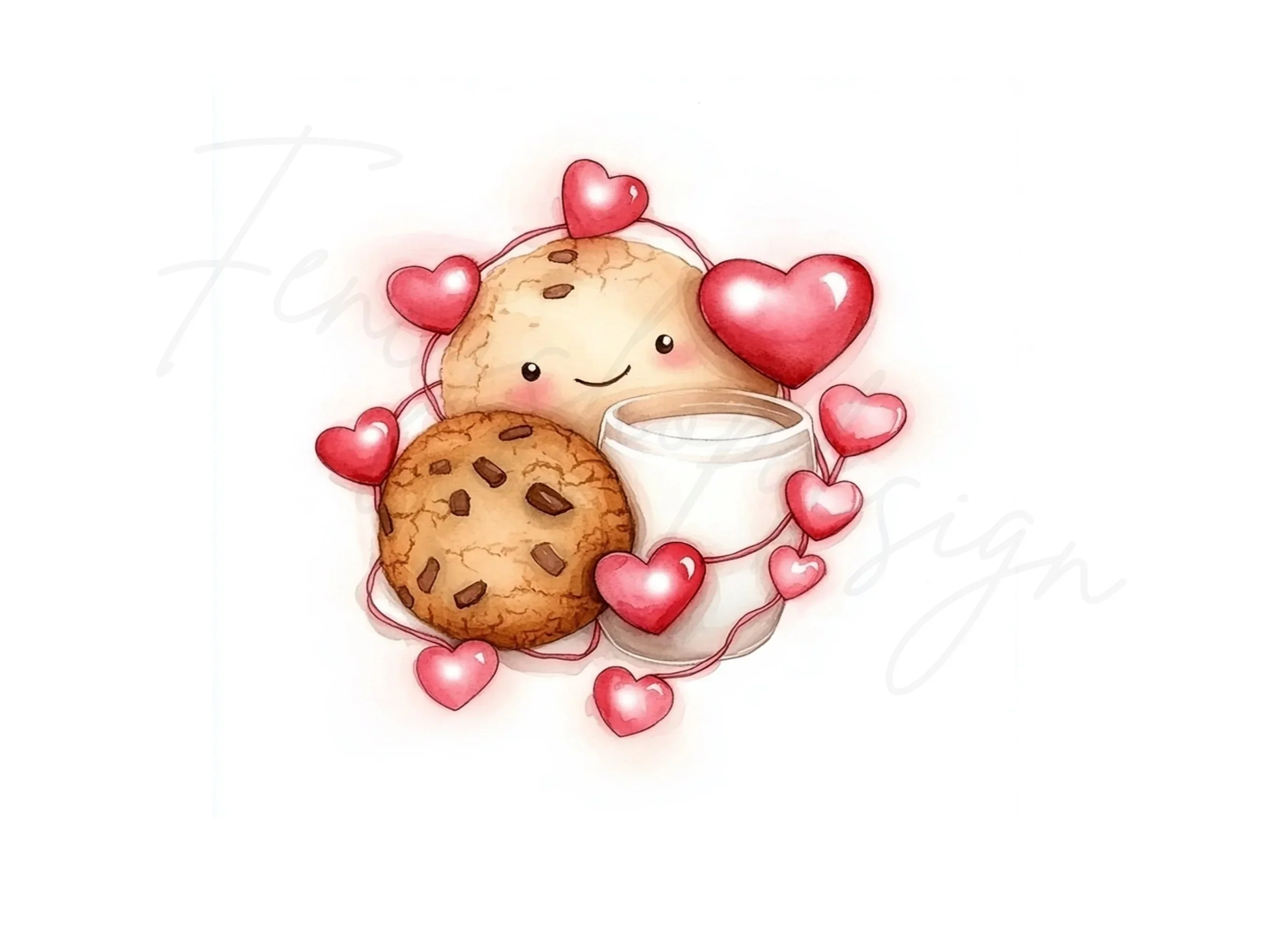 Cute Milk and Cookies Valentine Clipart Bundle - Image 3
