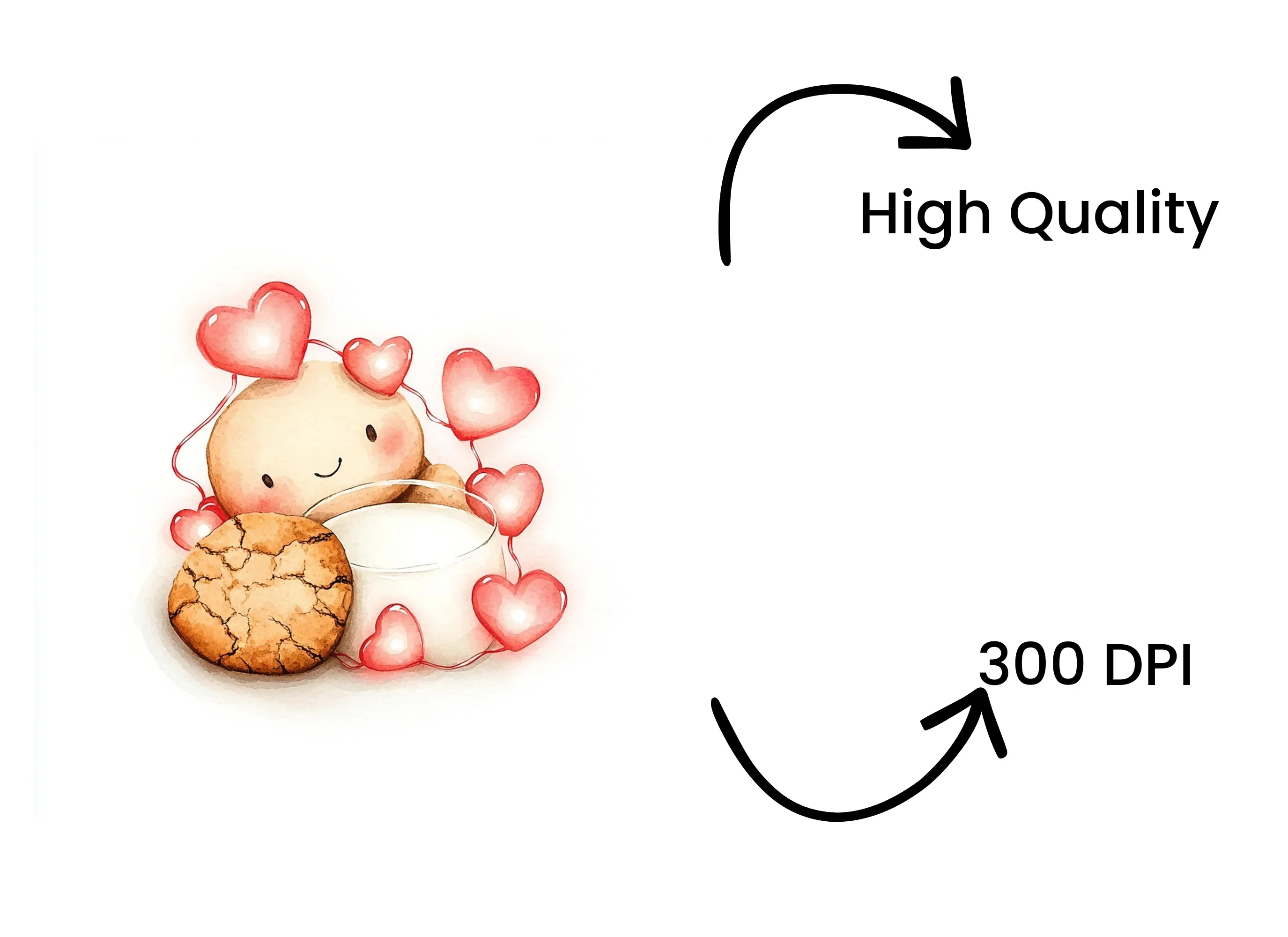 Cute Milk and Cookies Valentine Clipart Bundle - Image 4