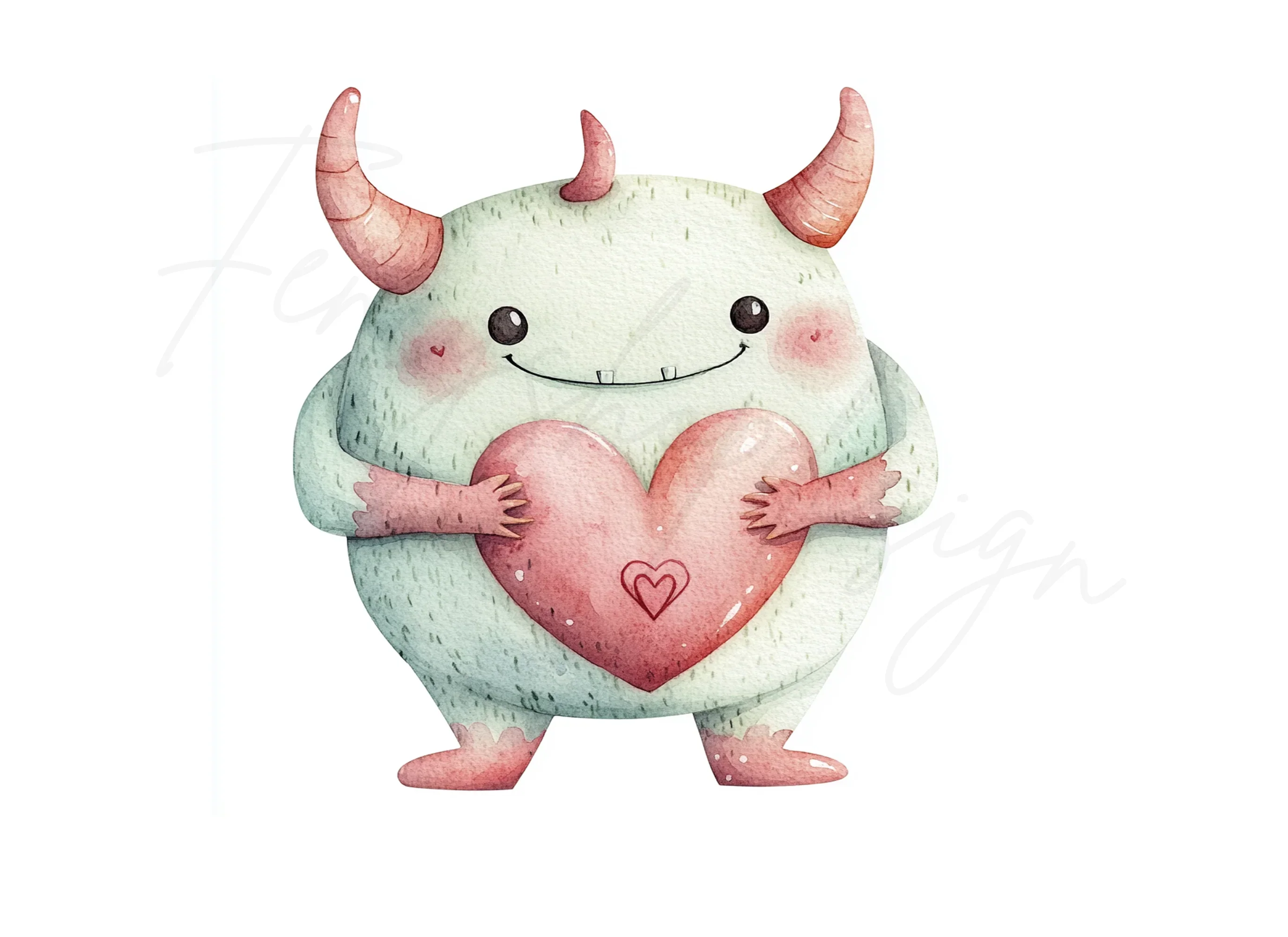 Cute Monster Heart Clipart Bundle - Image 2
