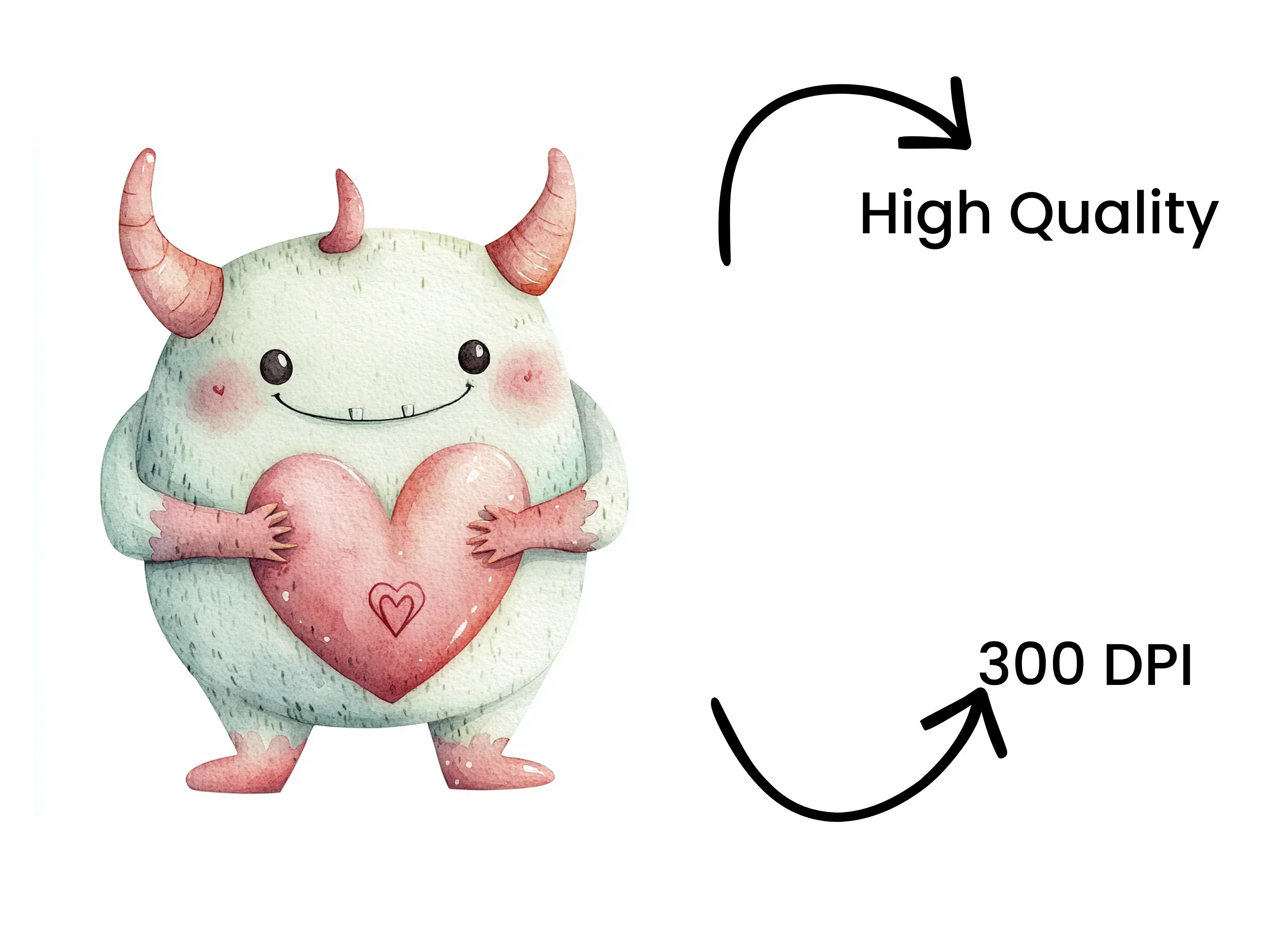Cute Monster Heart Clipart Bundle - Image 4