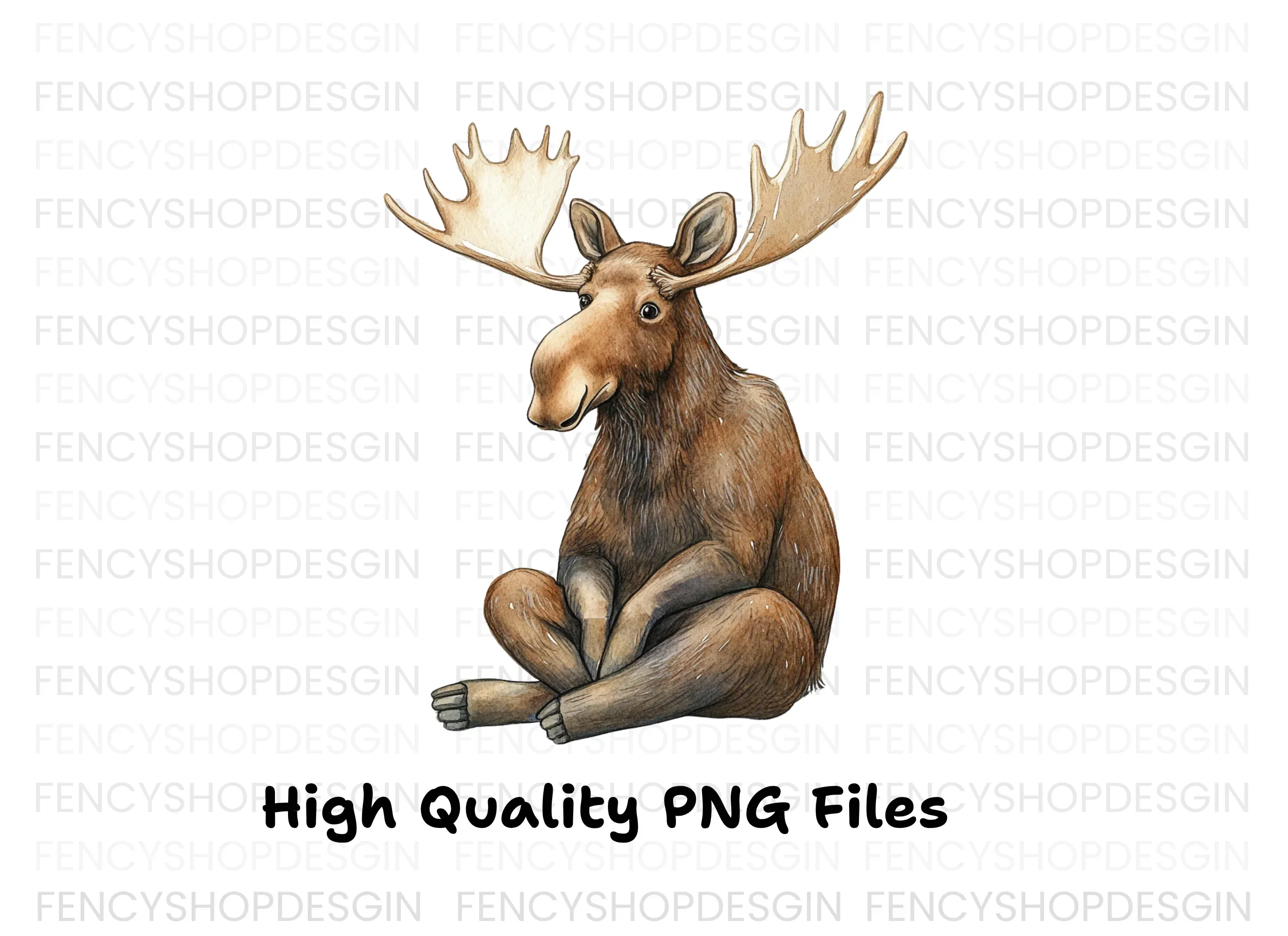 Cute Moose Sitting Clipart Bundle - Image 2