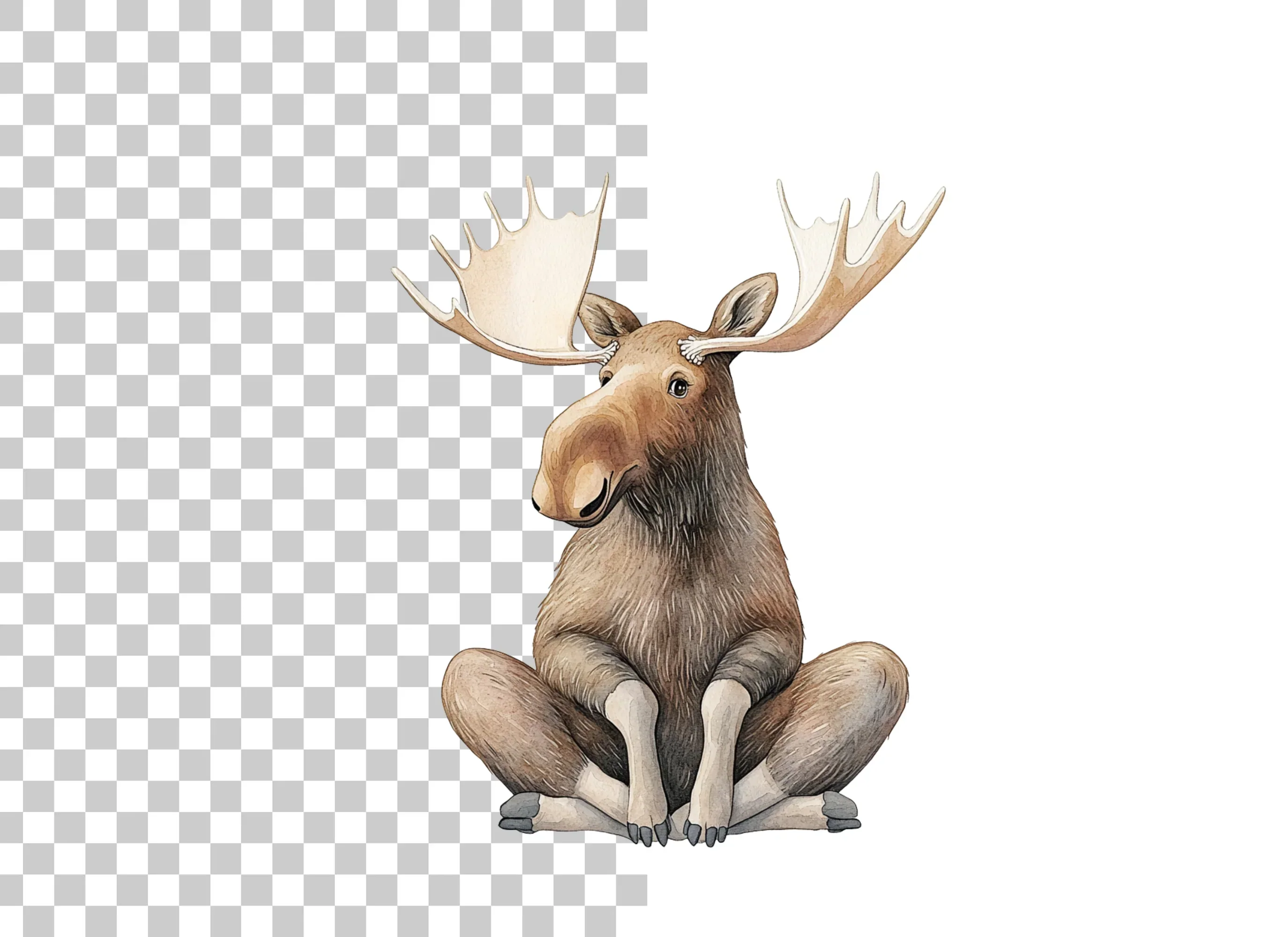 Cute Moose Sitting Clipart Bundle - Image 6