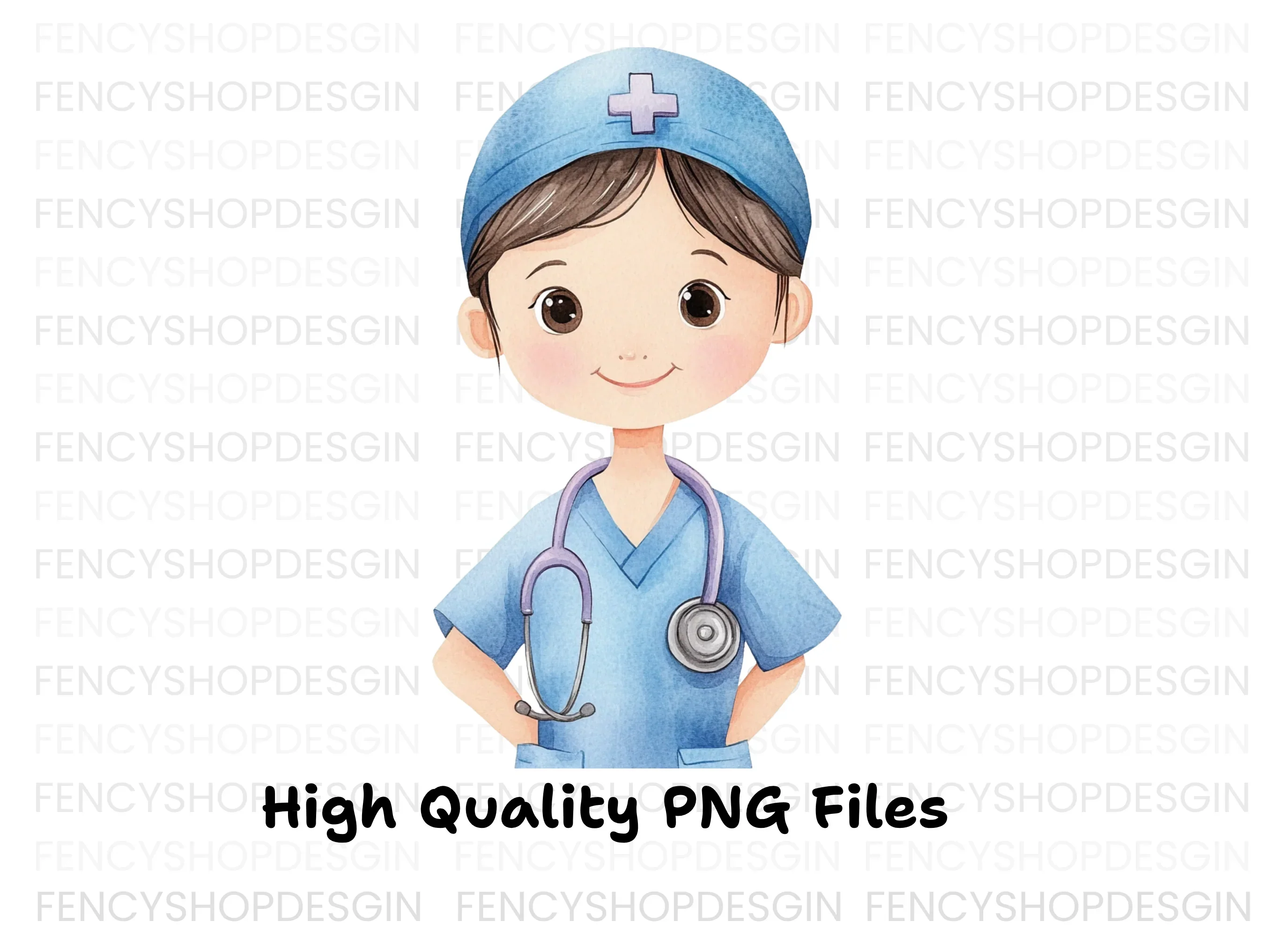 Cute Nurse Characters Clipart Bundle - Image 3