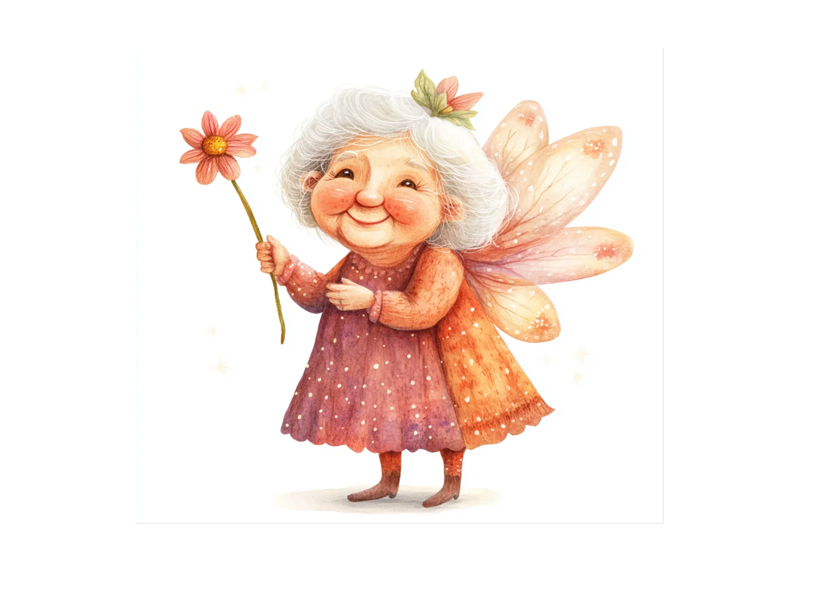 Cute Old Lady Fairy Character Clipart Bundle - Image 3