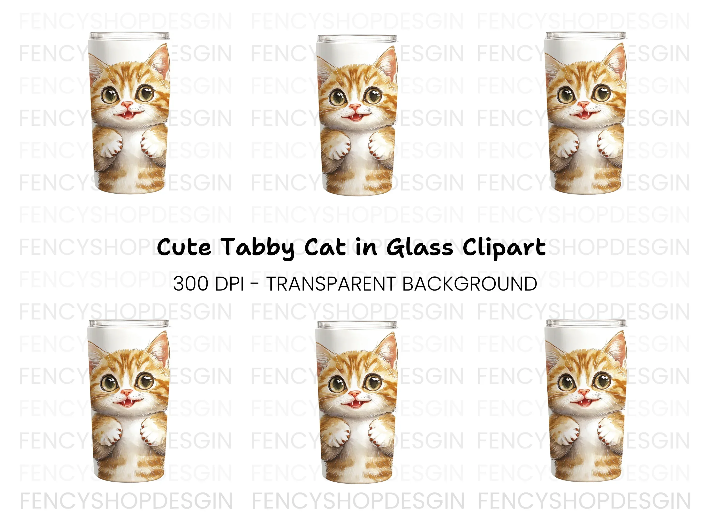 Cute Orange Tabby Kitten Clipart Bundle