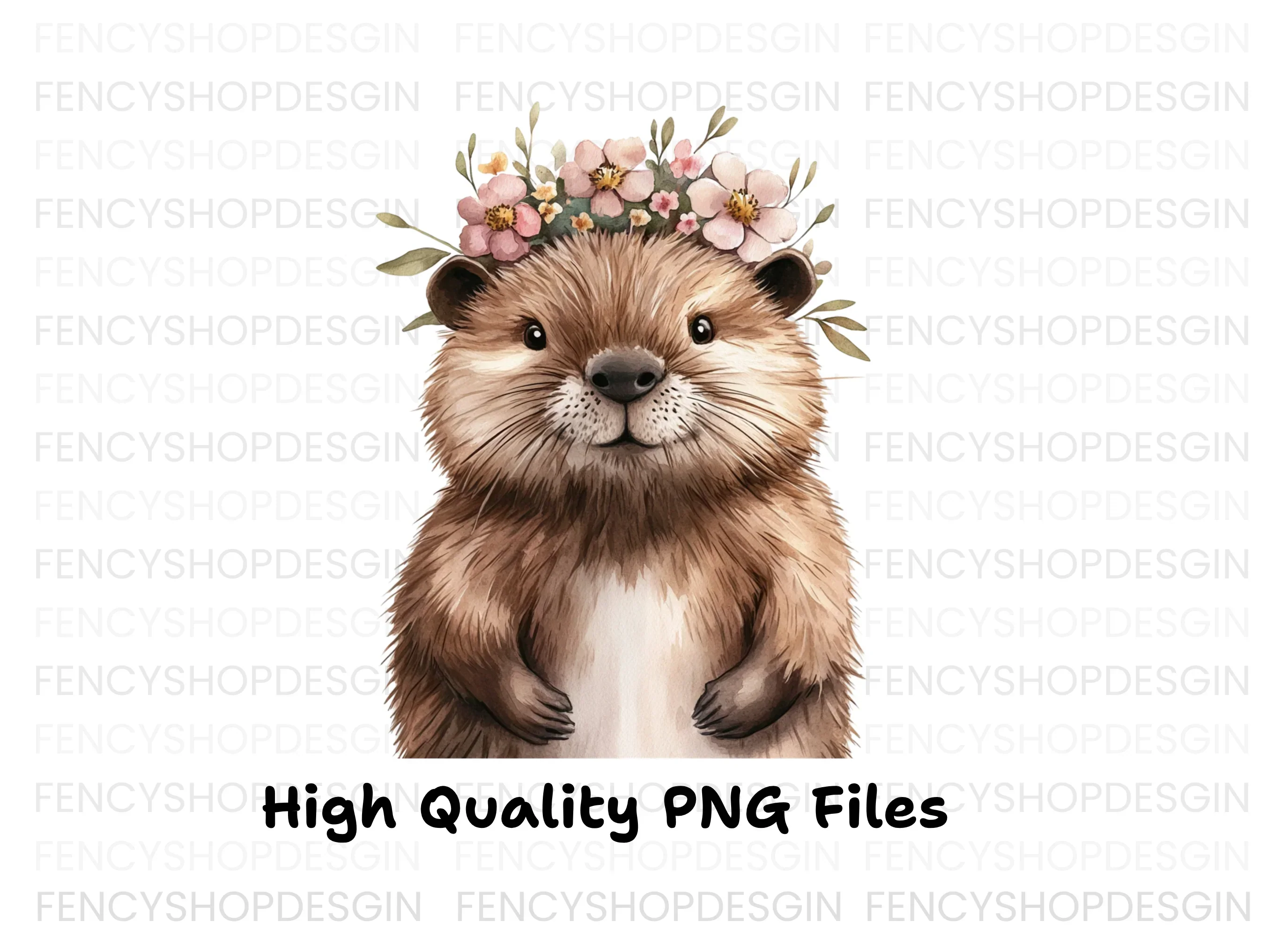 Cute Otter with Flower Crown Clipart Bundle - Image 3