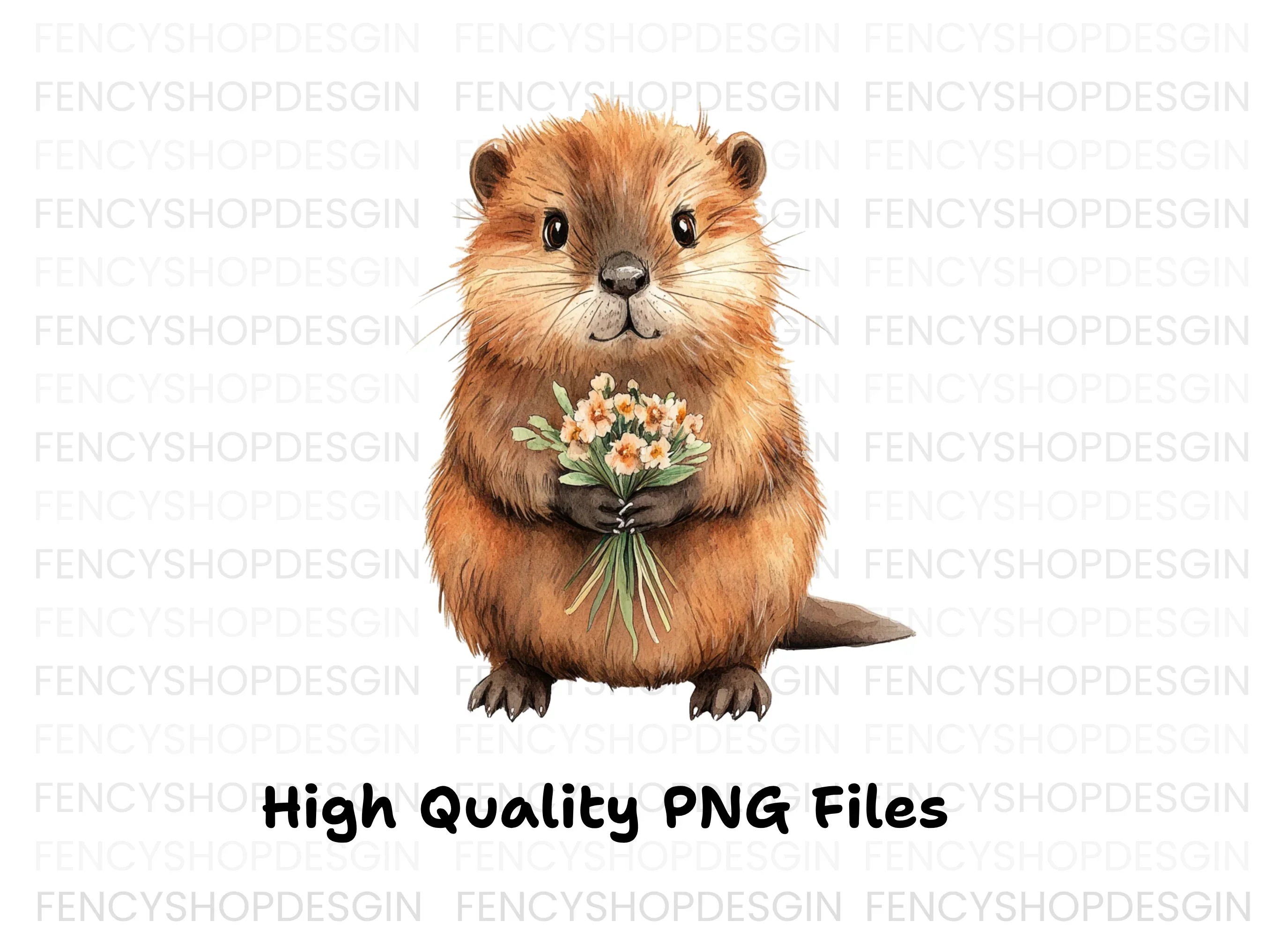 Cute Otters with Flower Bouquets Clipart Bundle - Image 5