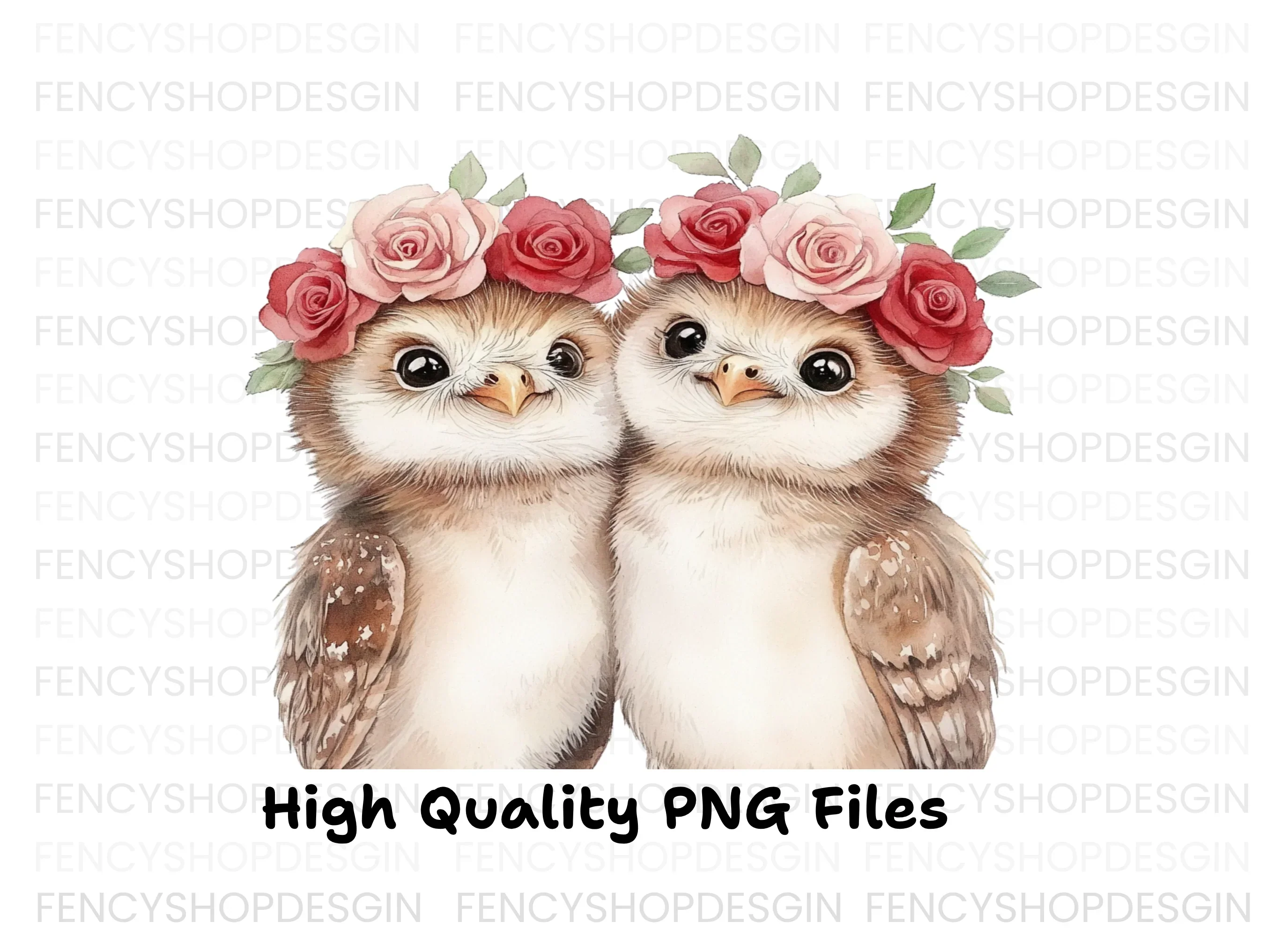 Cute Owl Couples with Flower Crowns Clipart Bundle - Image 3