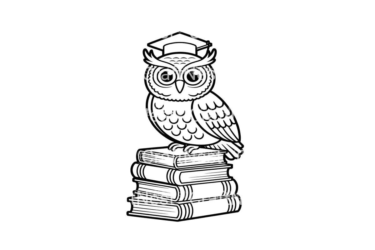 Cute Owl Graduates on Coloring BooksPlanner Coloring Books - Image 4