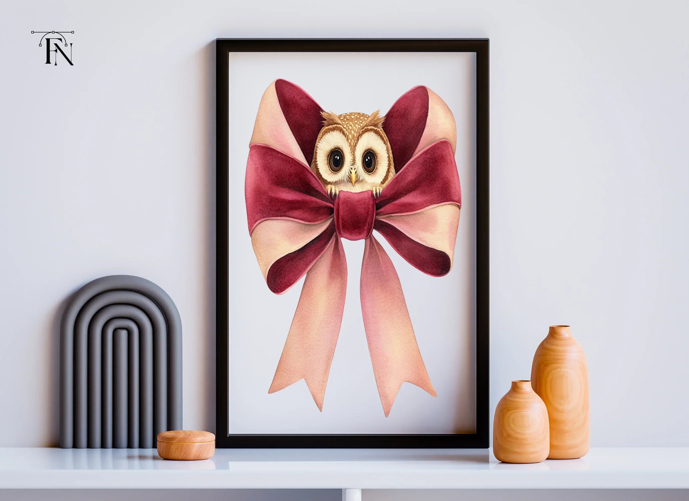 Cute Owl with Pink Bow Clipart Bundle - Image 4