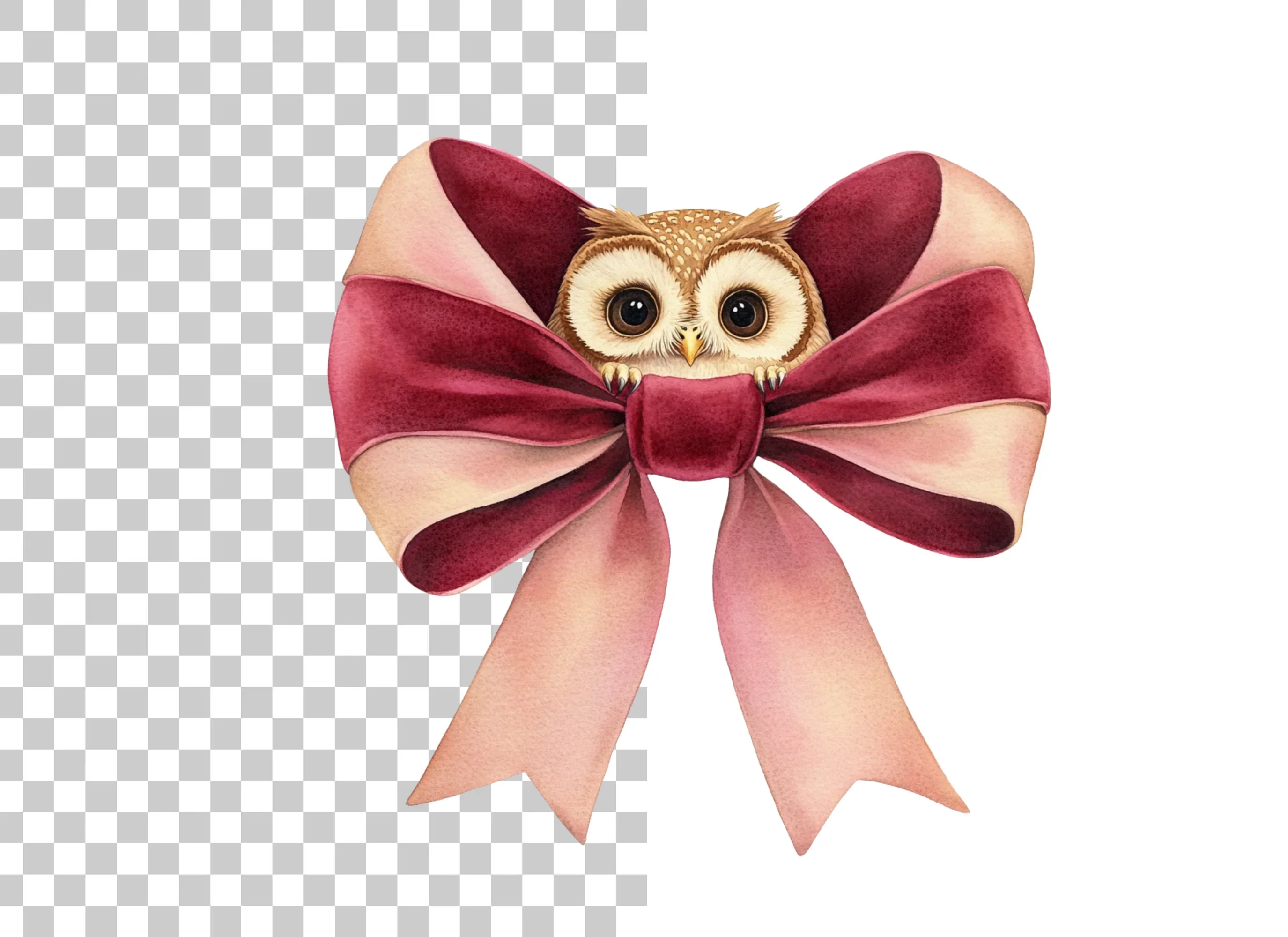 Cute Owl with Pink Bow Clipart Bundle - Image 6
