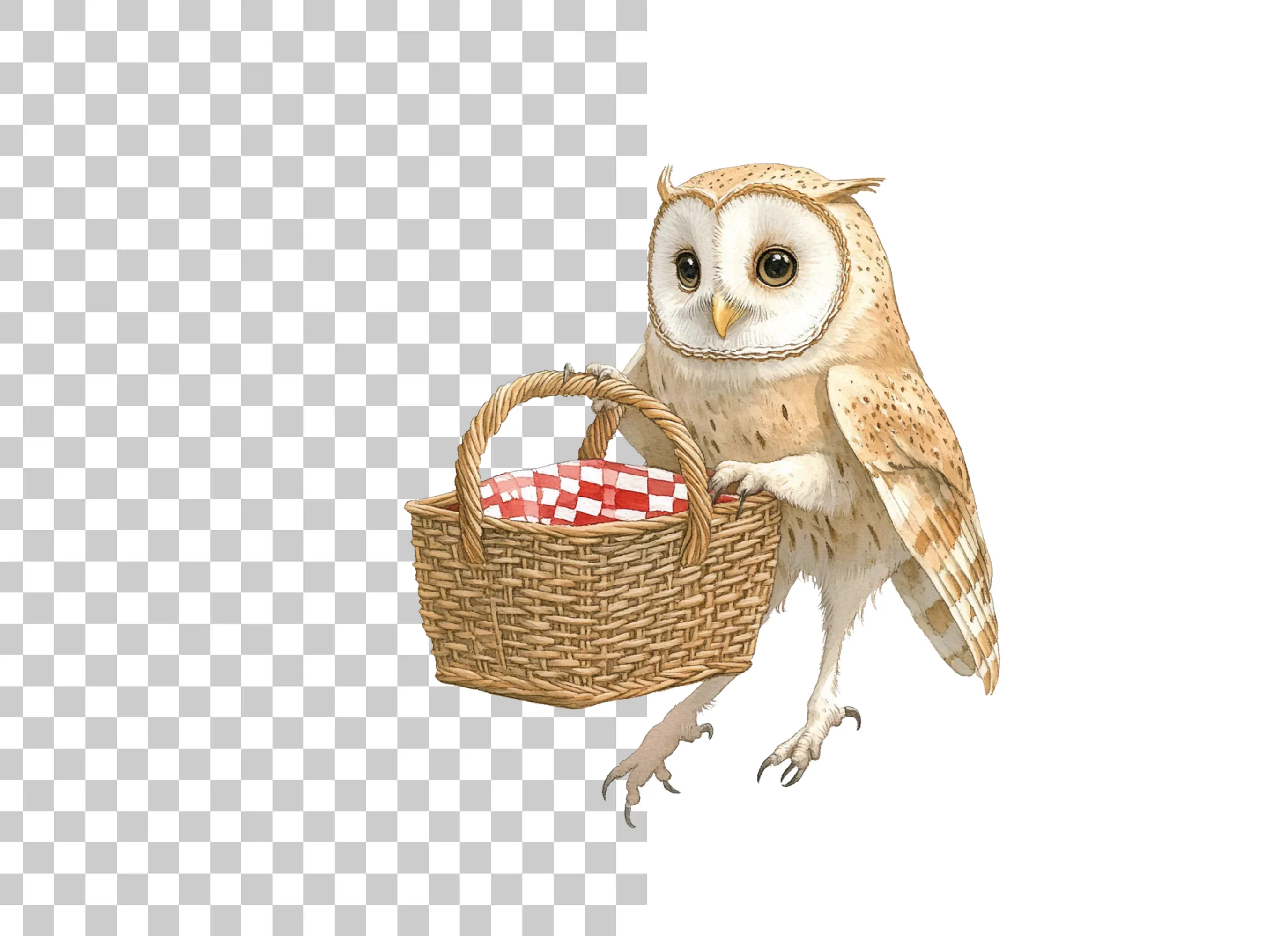 Cute Owls with Picnic Baskets Clipart Bundle - Image 6
