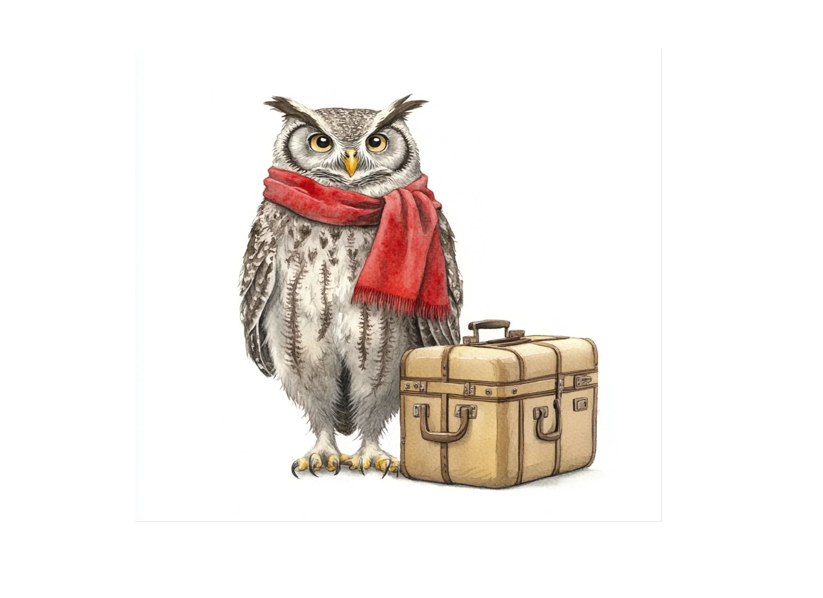 Cute Owls with Scarves and Suitcases Clipart Bundle - Image 3