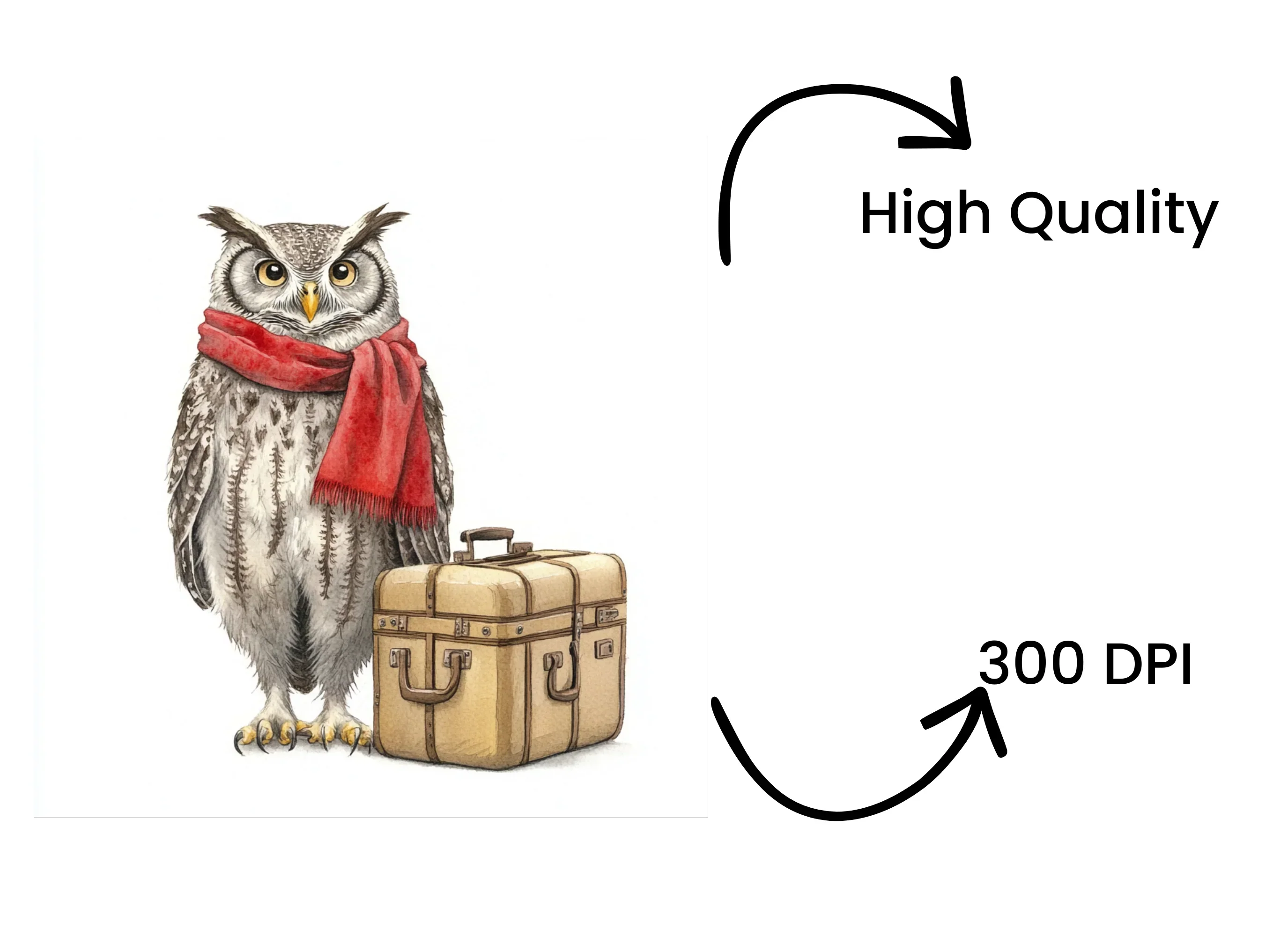 Cute Owls with Scarves and Suitcases Clipart Bundle - Image 4