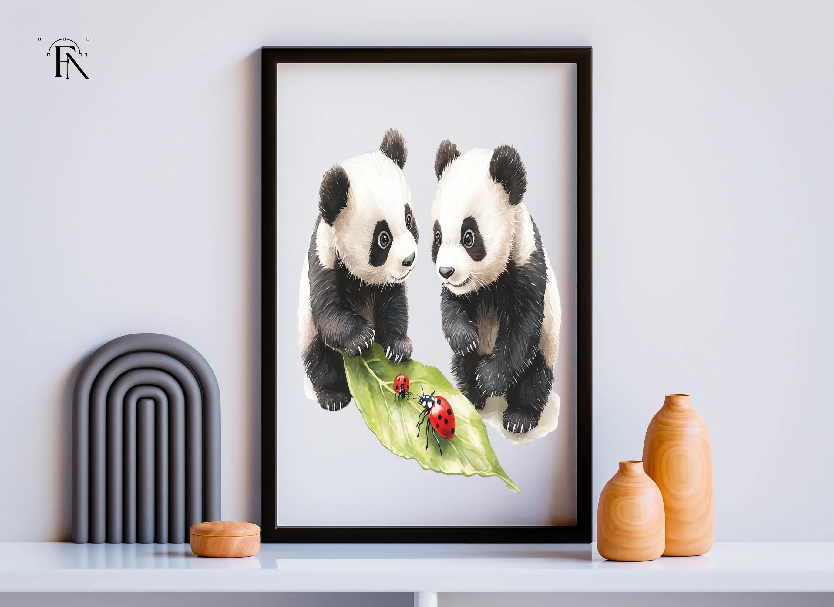 Cute Panda and Ladybugs Clipart Bundle - Image 3