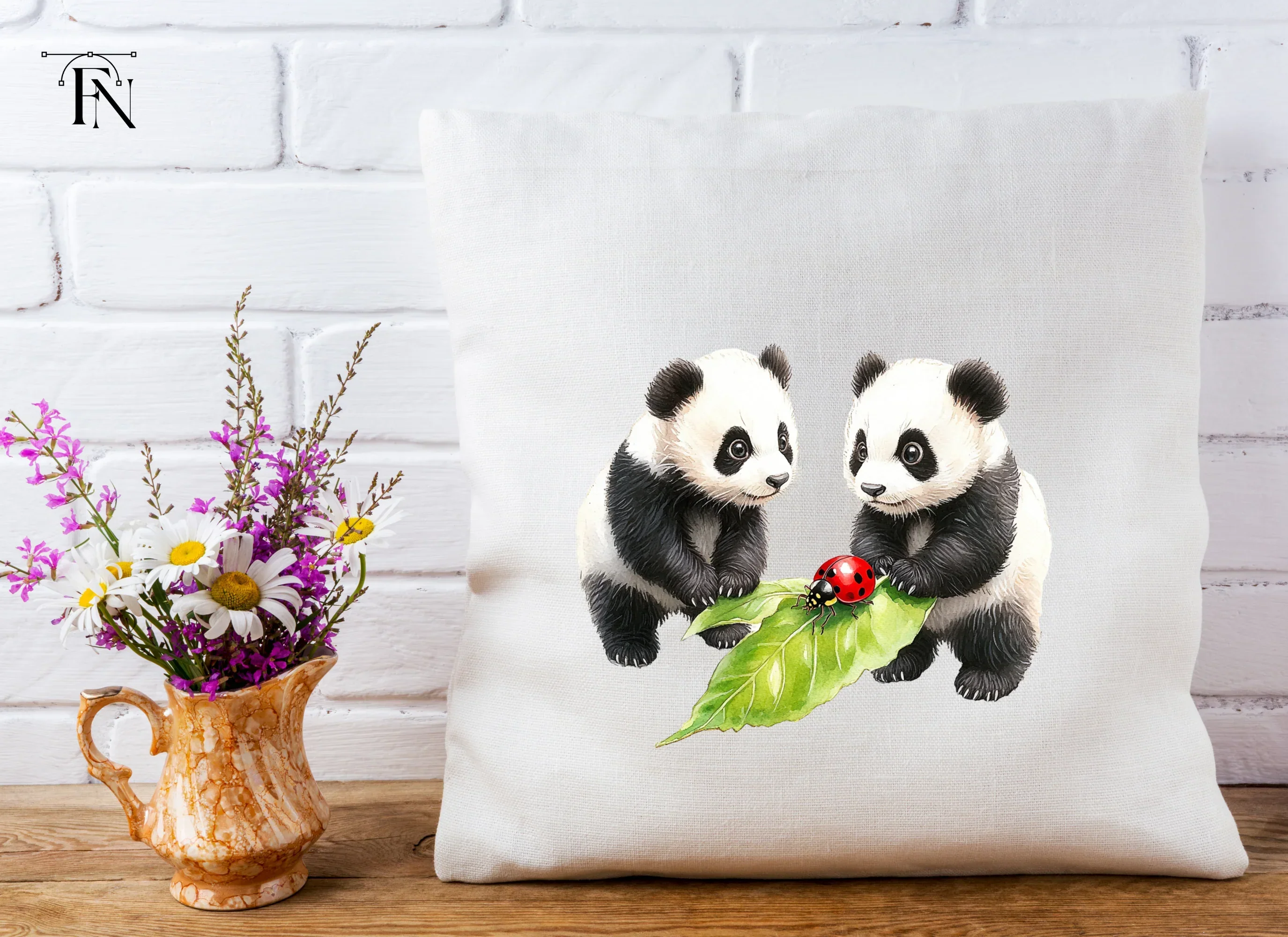 Cute Panda and Ladybugs Clipart Bundle - Image 4