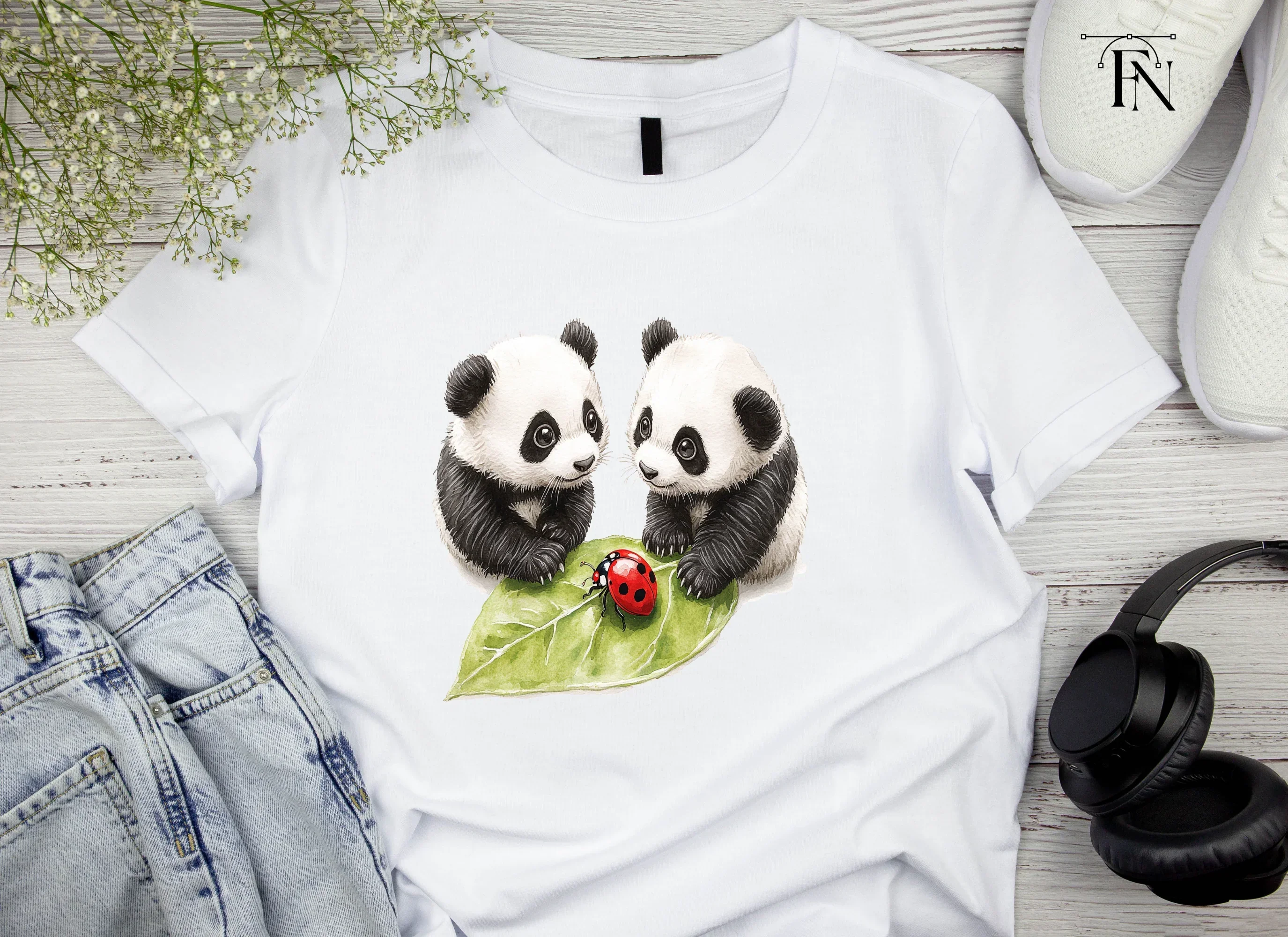 Cute Panda and Ladybugs Clipart Bundle - Image 5
