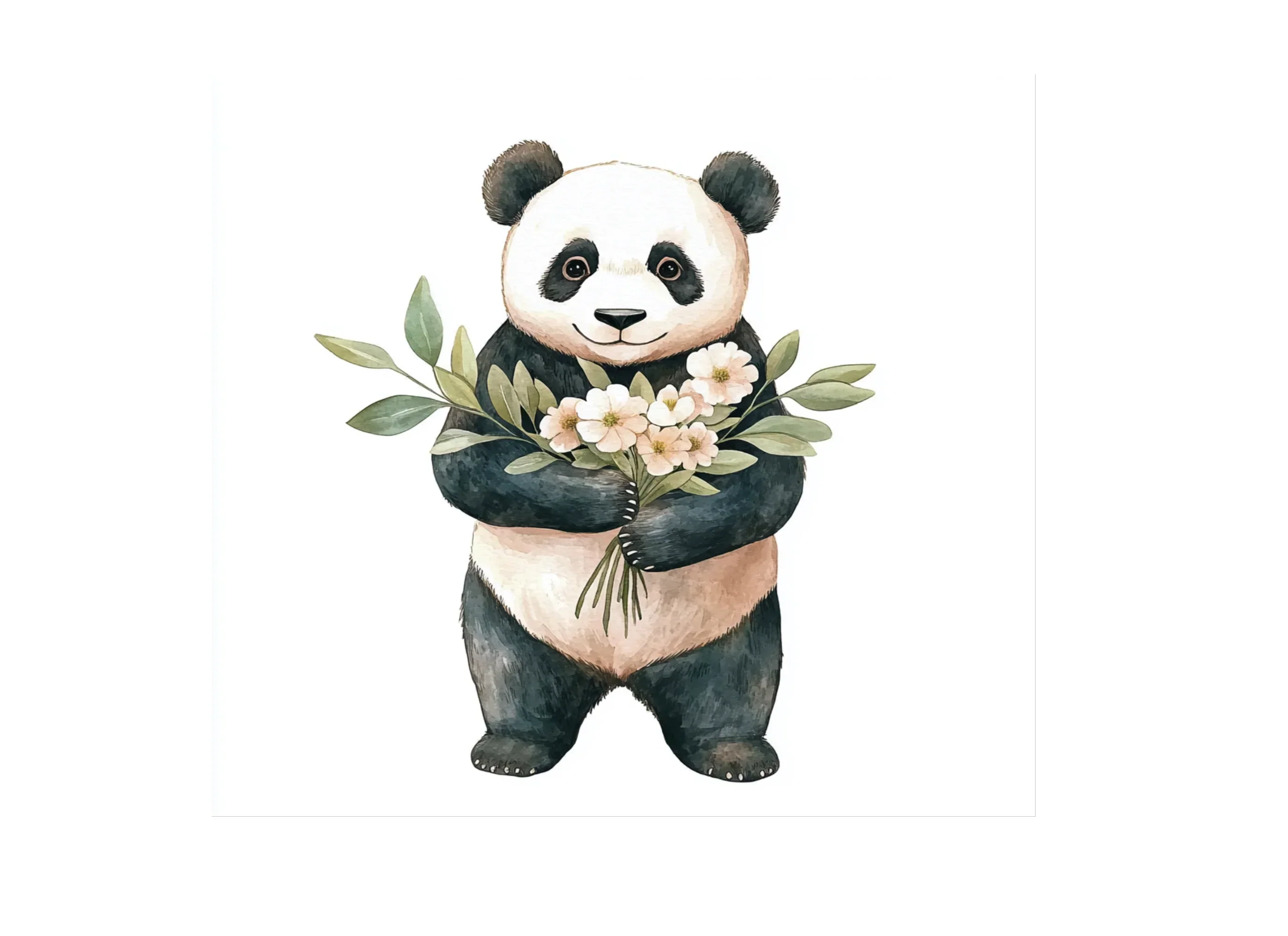 Cute Panda with Flowers Clipart Bundle - Image 2