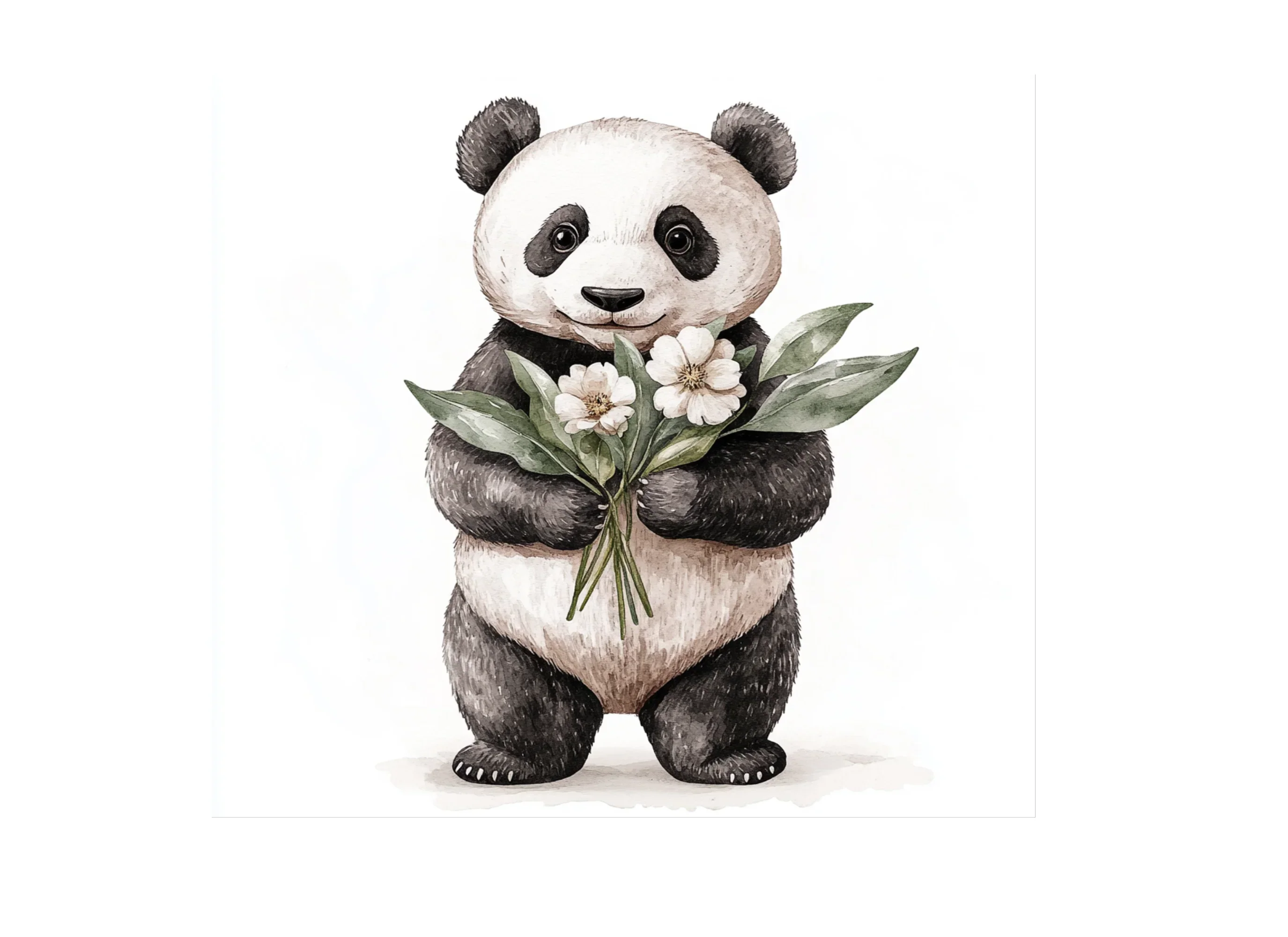 Cute Panda with Flowers Clipart Bundle - Image 3