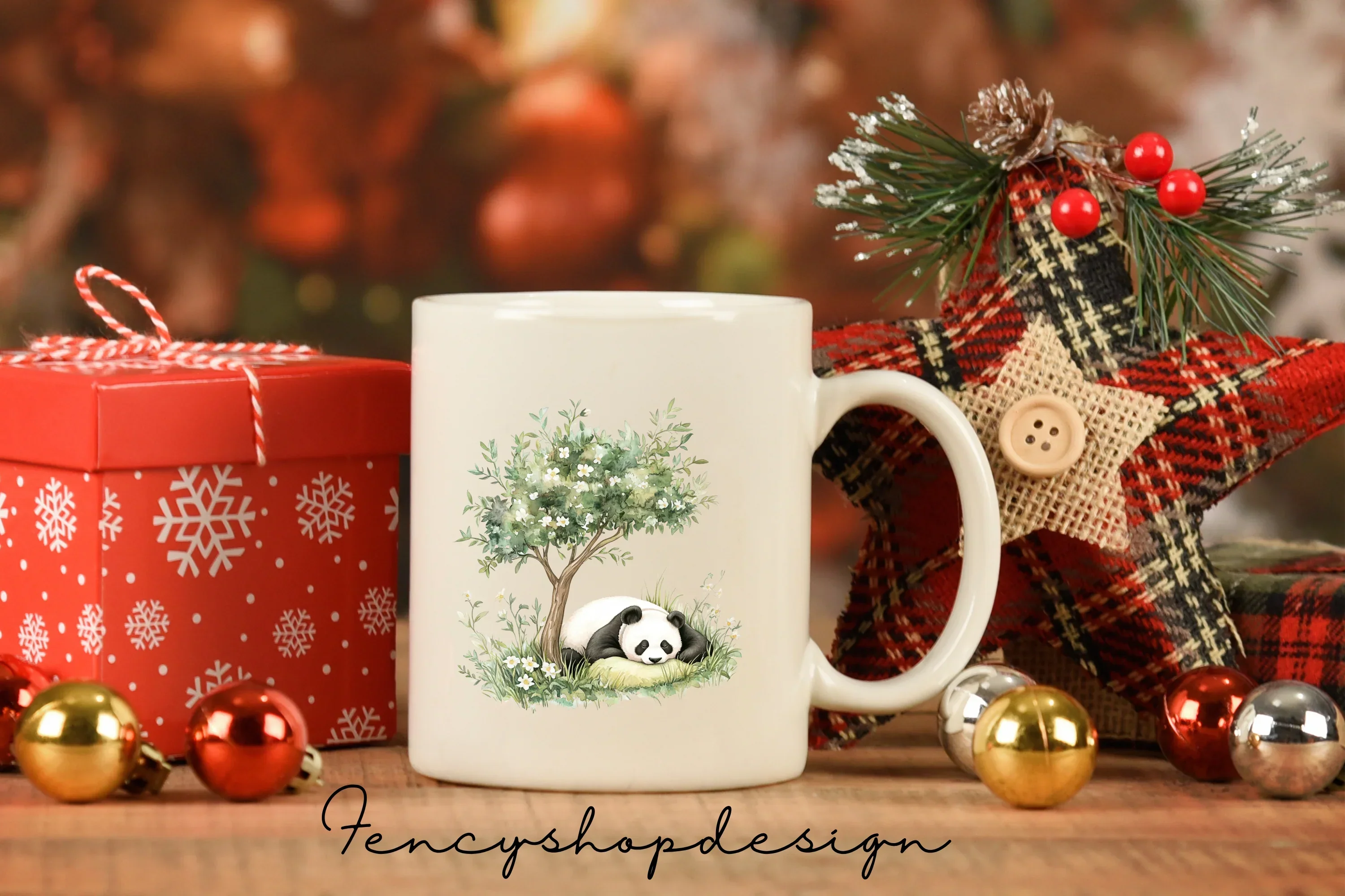 Cute Pandas Under Autumn Trees Clipart Bundle - Image 7