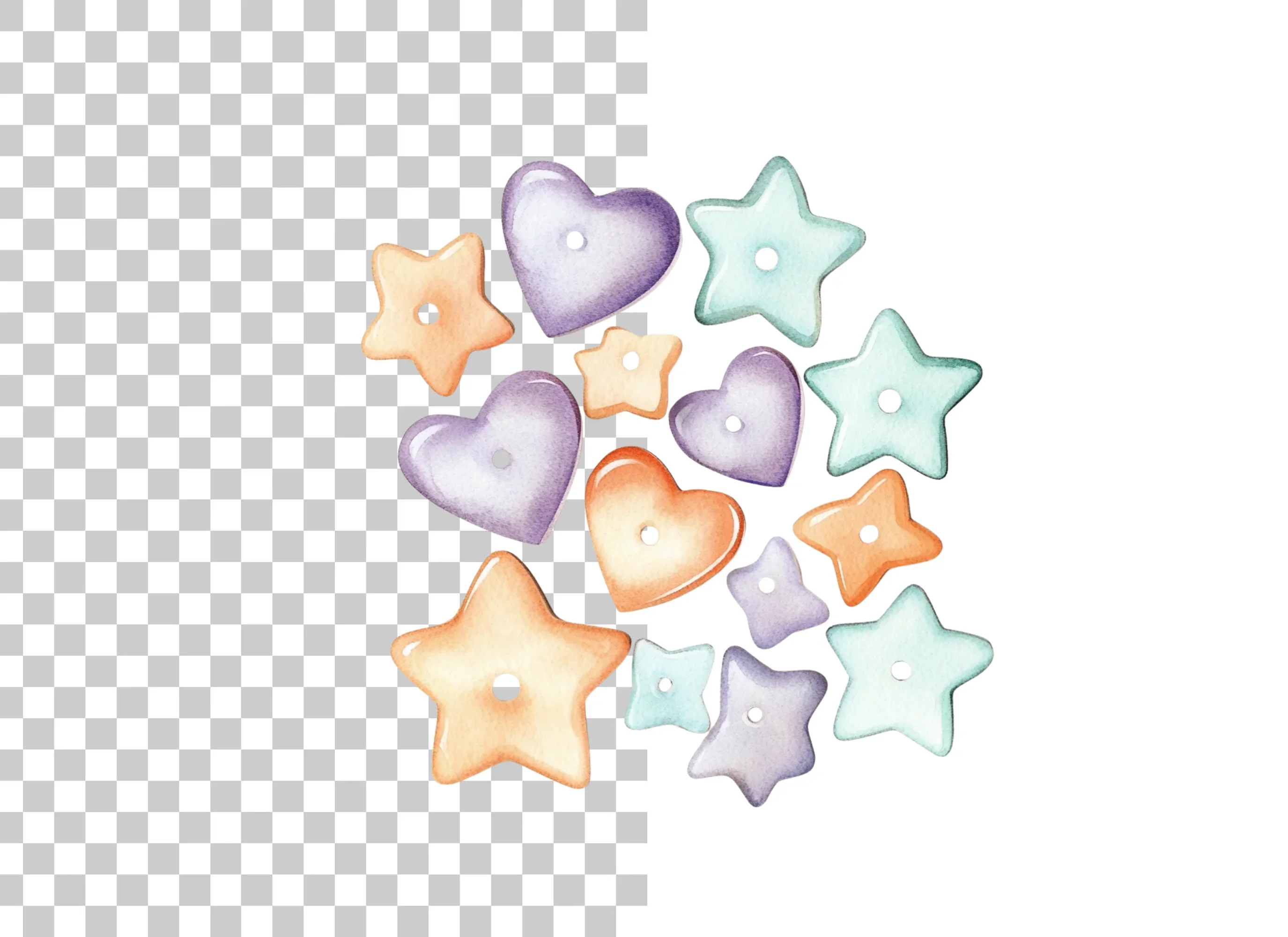 Cute Pastel Heart and Star Beads Clipart Bundle - Image 2