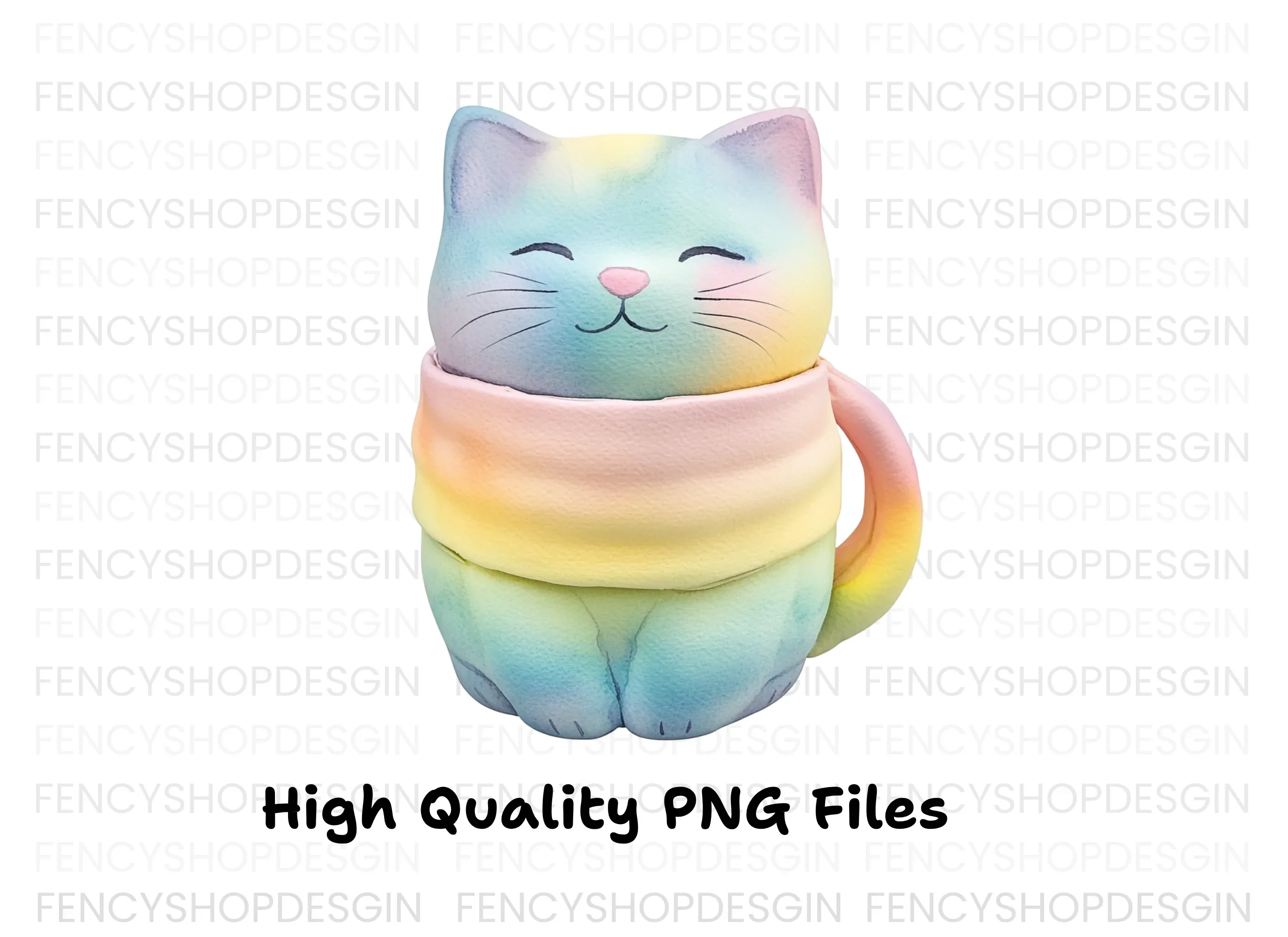 Cute Pastel Rainbow Cat Clipart Bundle - Image 2