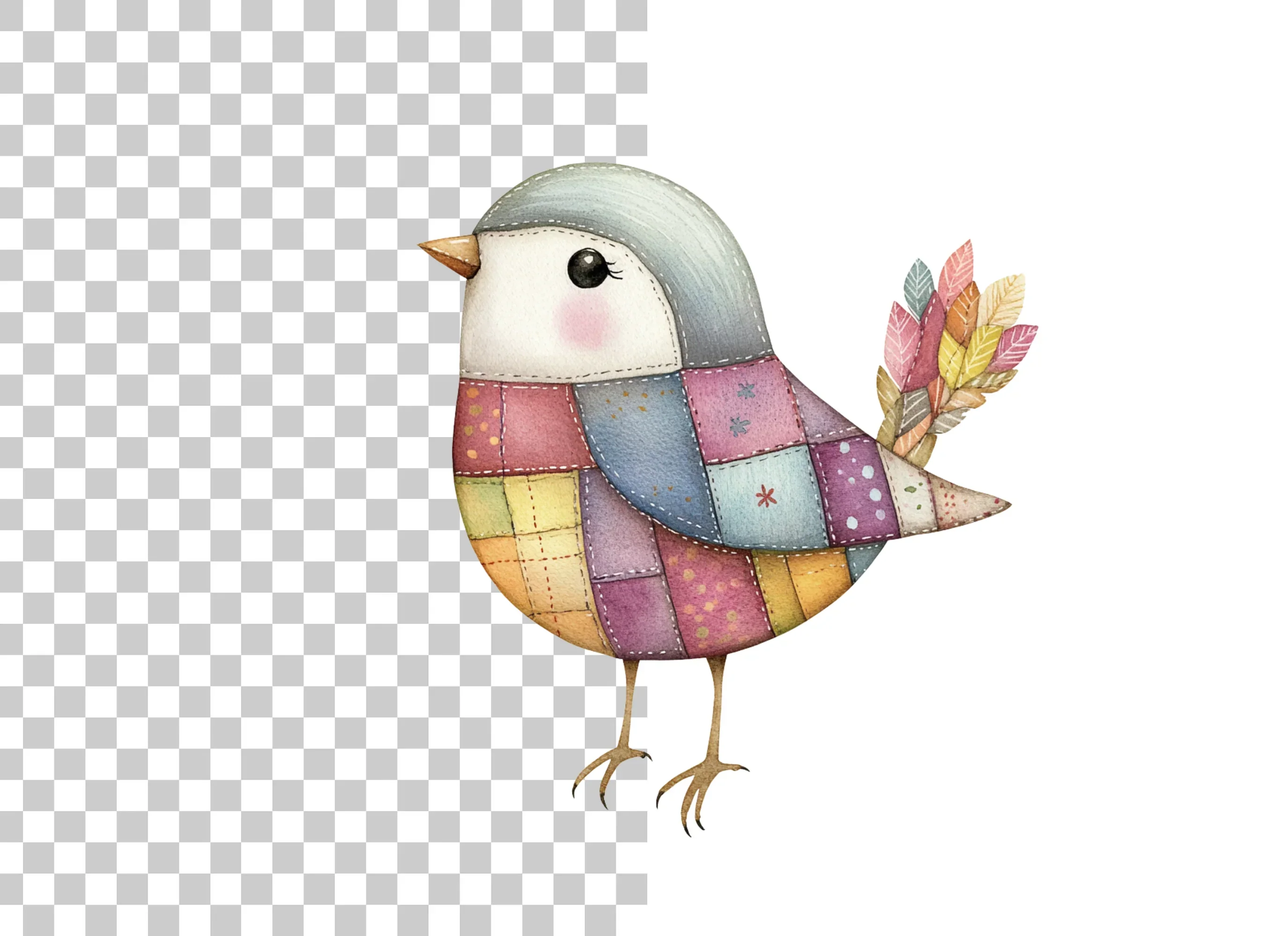 Cute Patchwork Bird Clipart Bundle - Image 2
