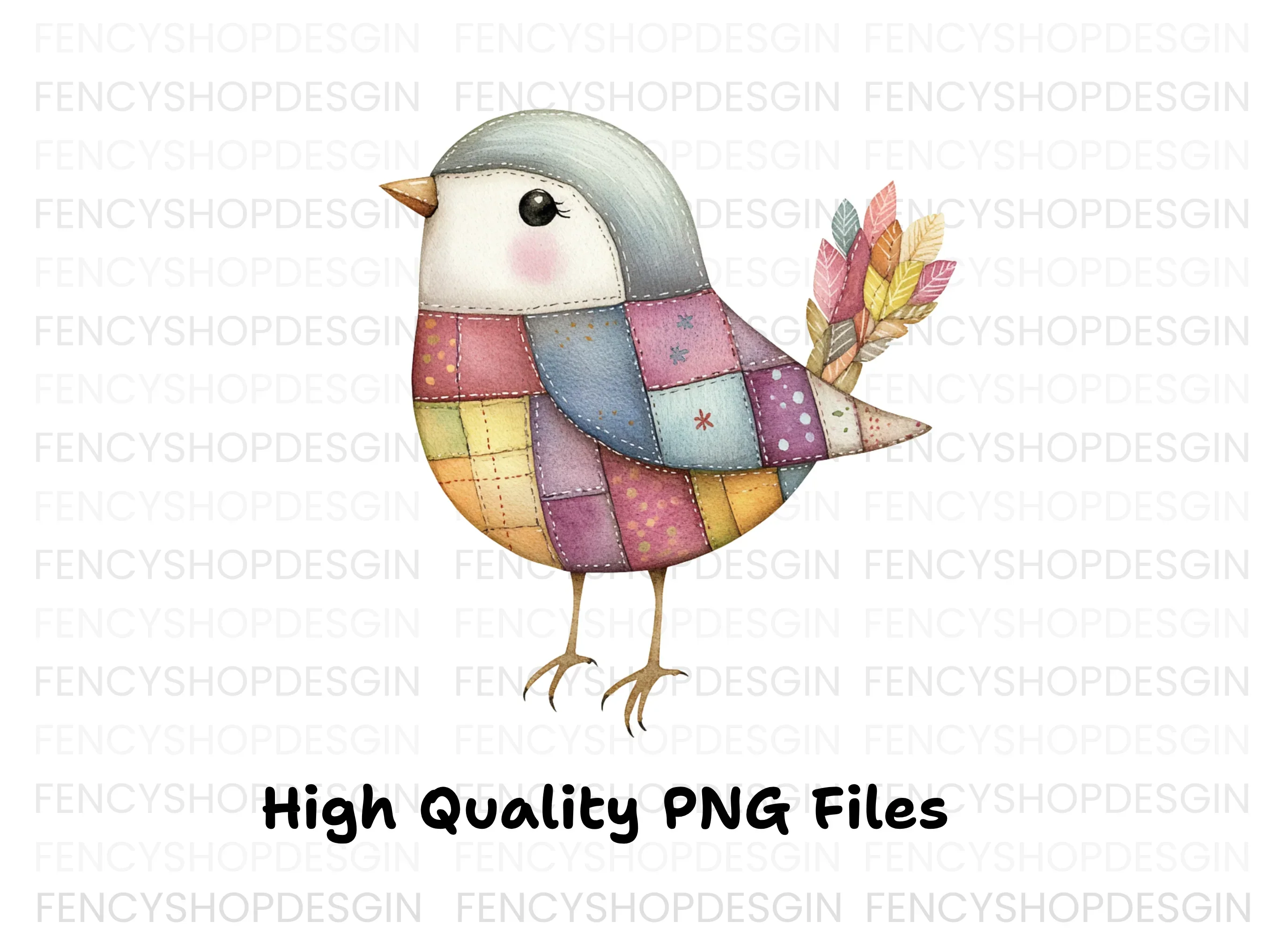 Cute Patchwork Bird Clipart Bundle - Image 3