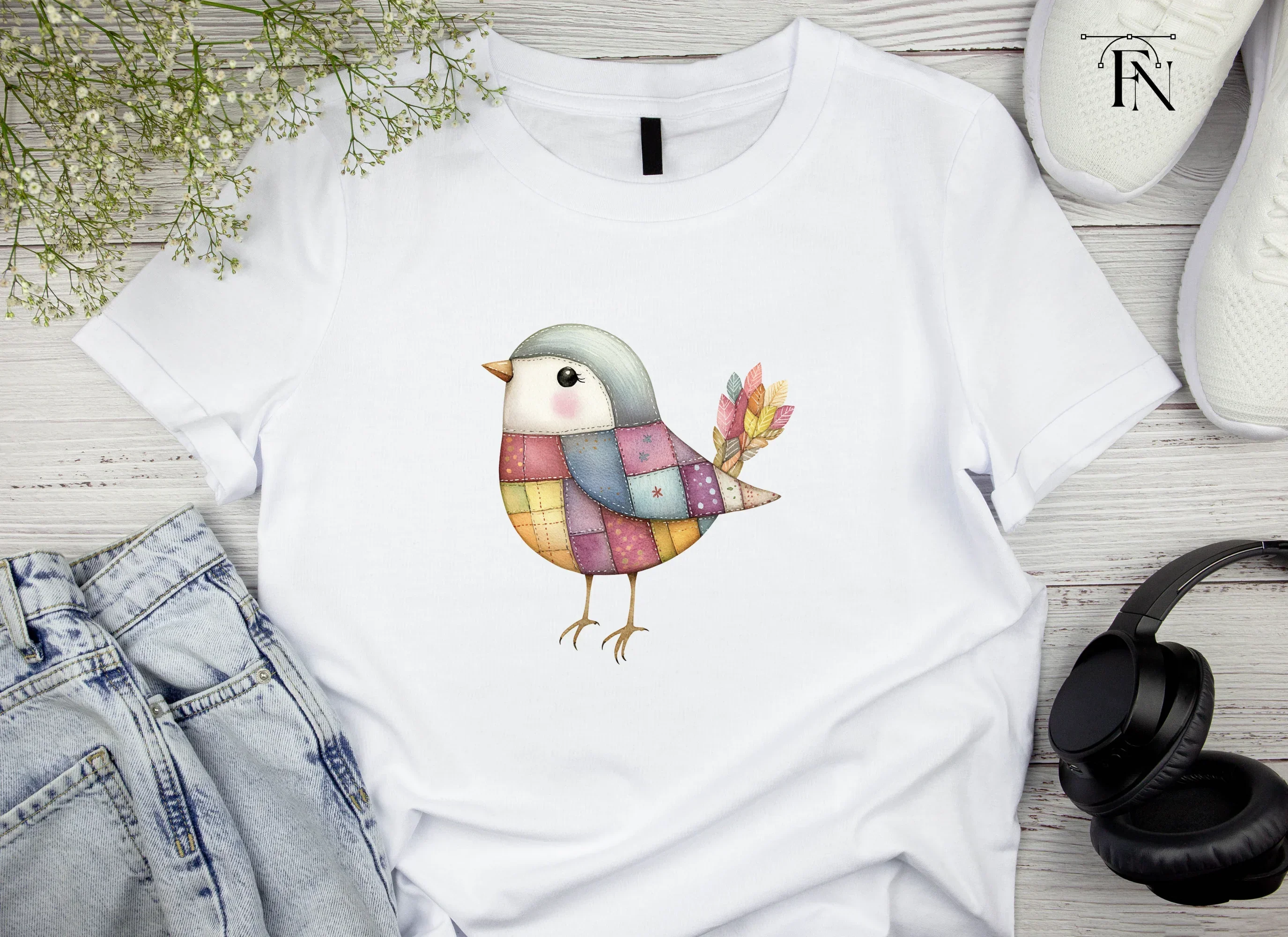Cute Patchwork Bird Clipart Bundle - Image 4