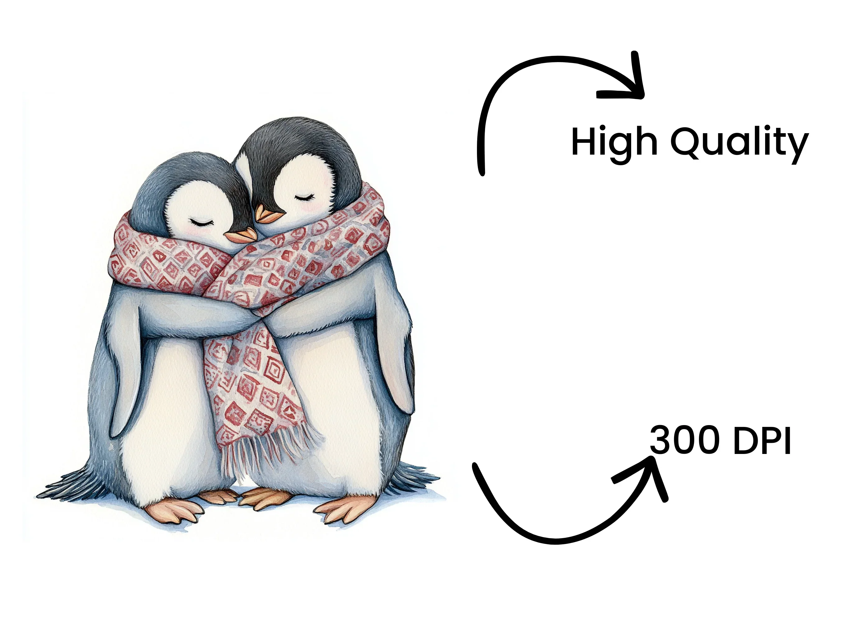 Cute Penguin Couple Hugging Clipart Bundle - Image 4