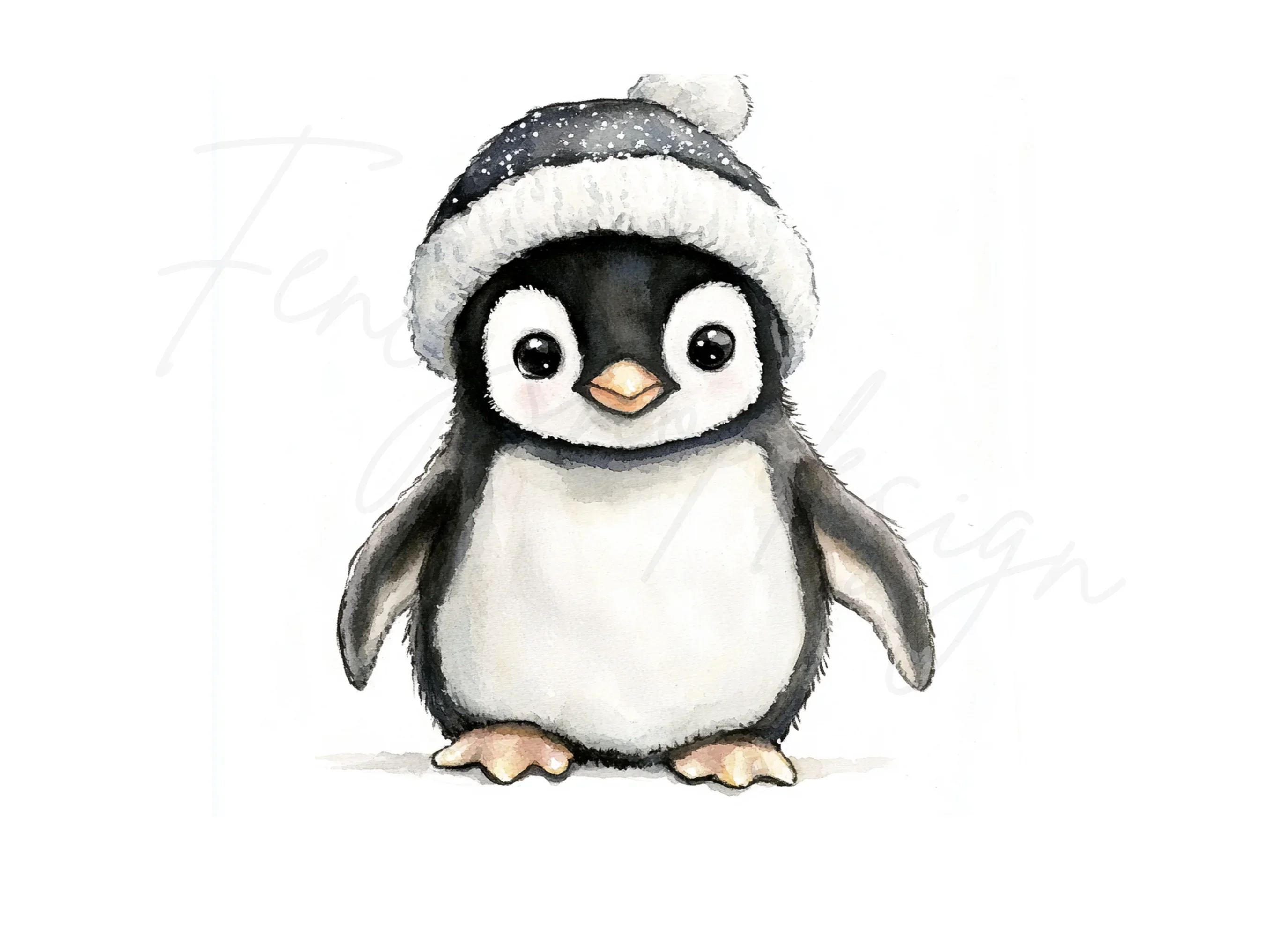 Cute Penguin in Winter Hat Clipart Bundle - Image 2