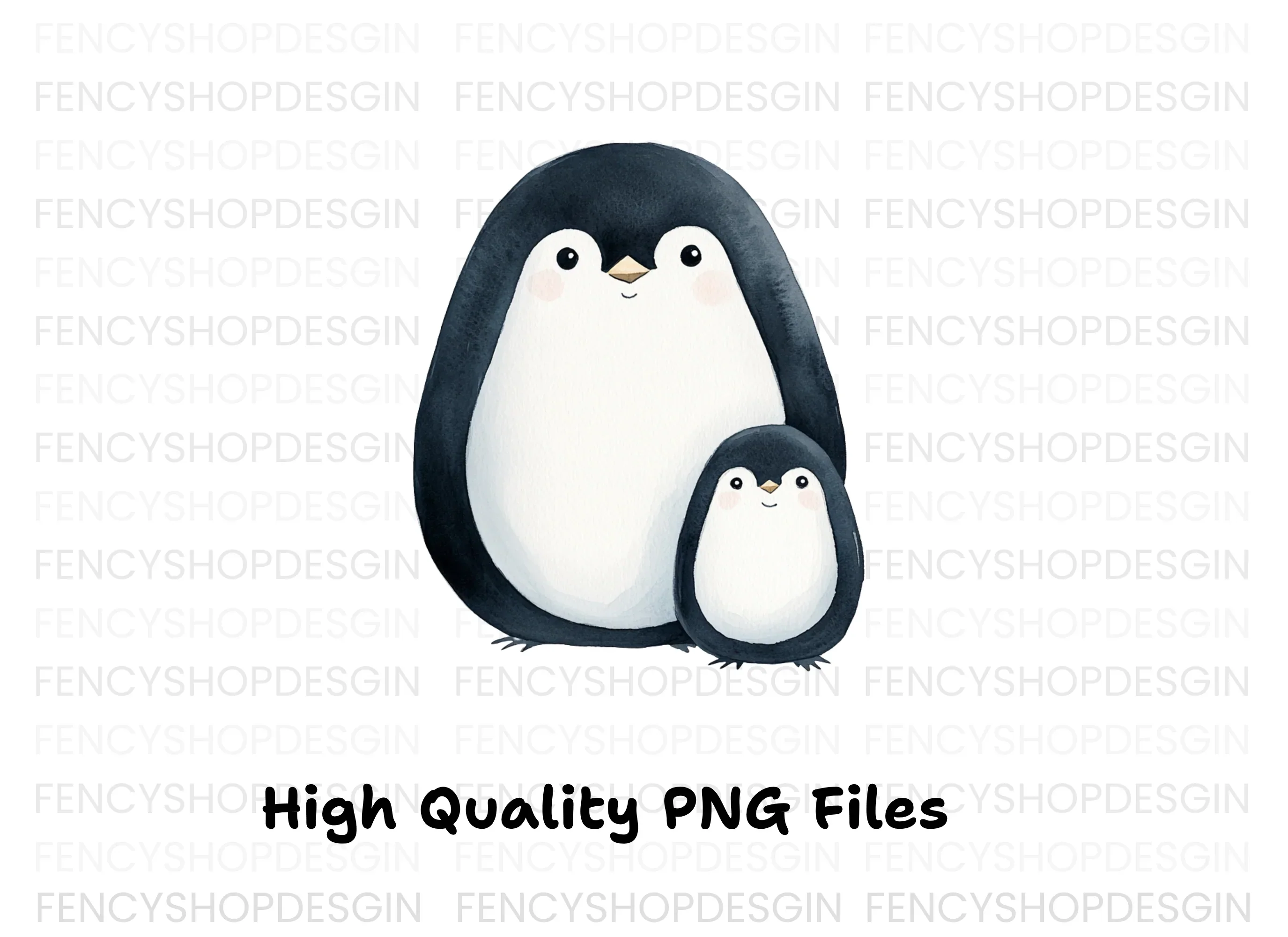 Cute Penguin Mother and Baby Clipart Bundle - Image 2