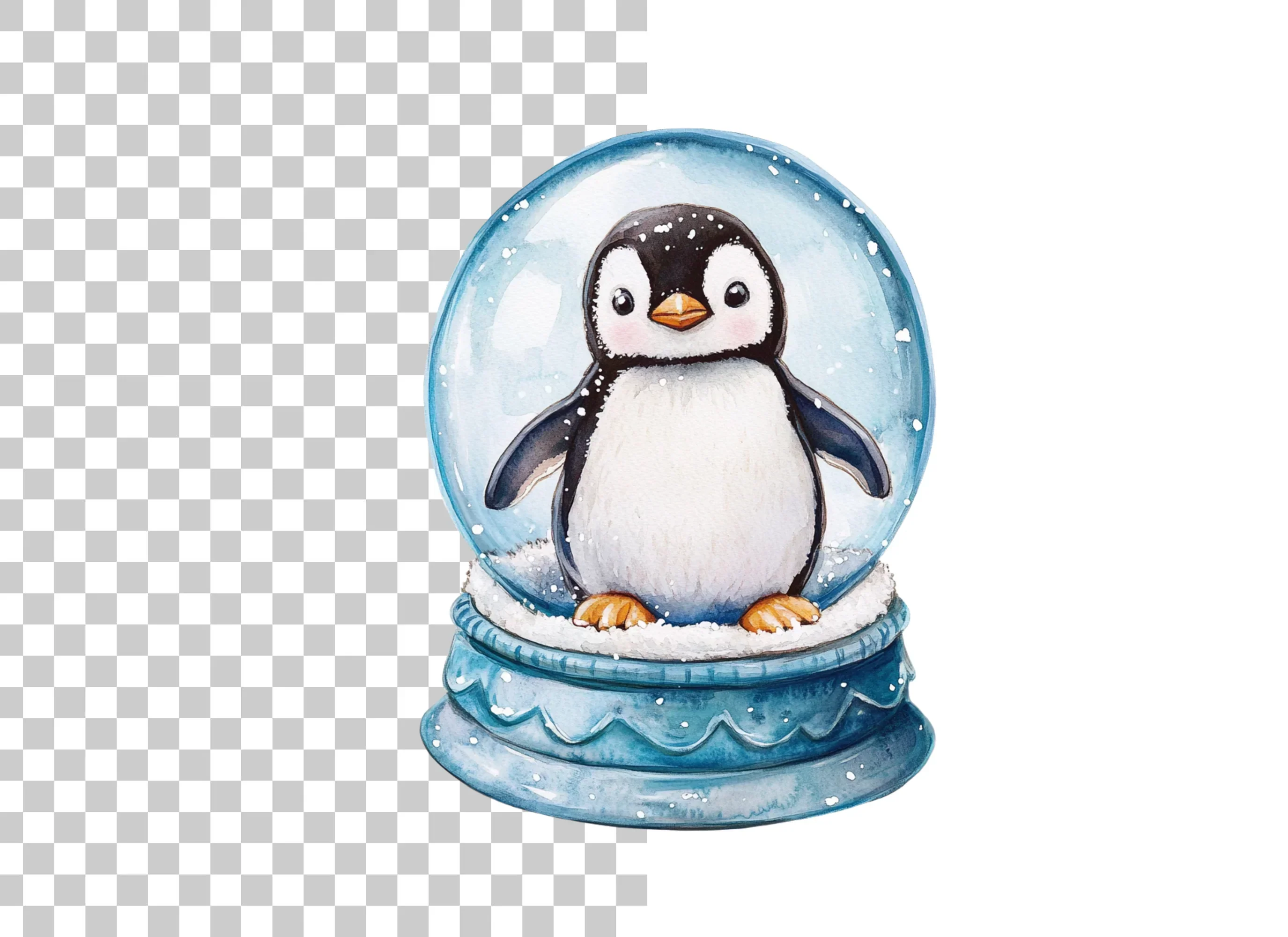 Cute Penguin Snow Globe Illustrations Clipart Bundle - Image 2